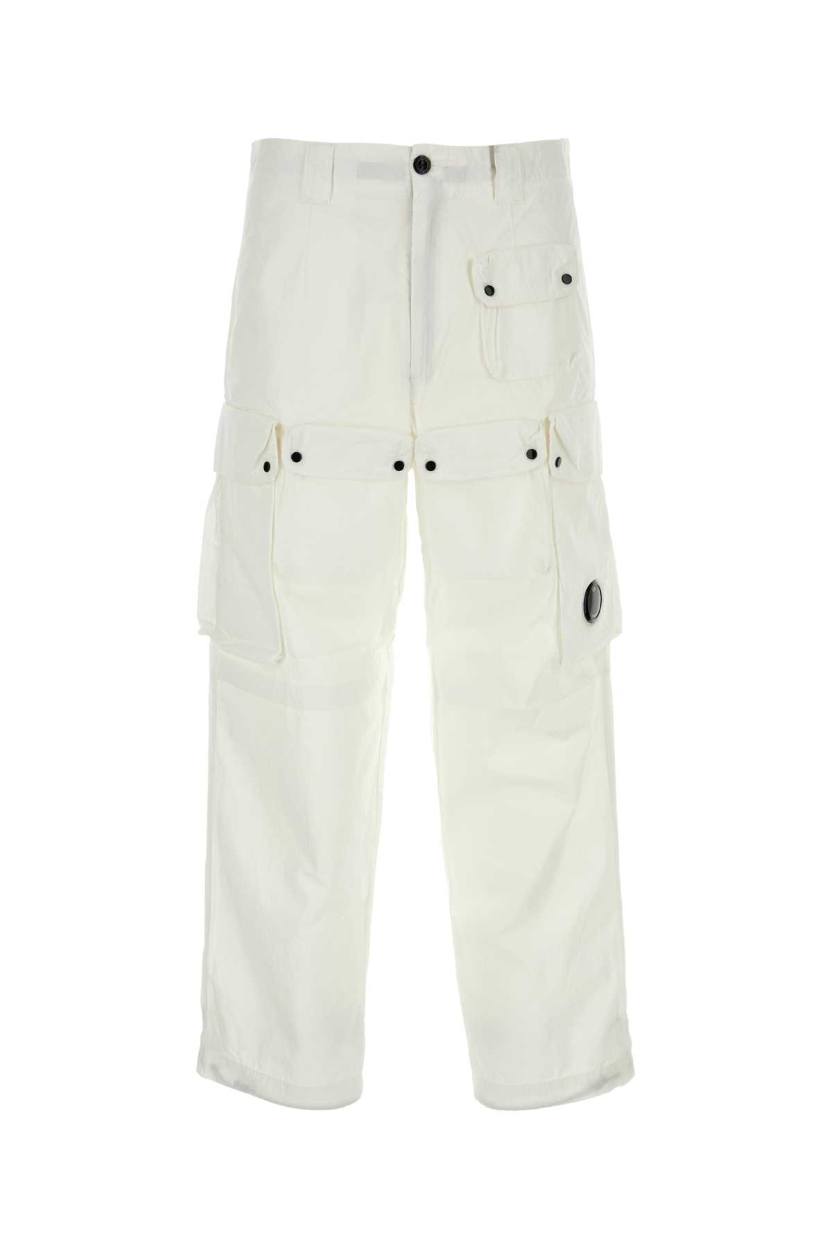 Shop C.p. Company White Cotton Pant In Gauzewhite