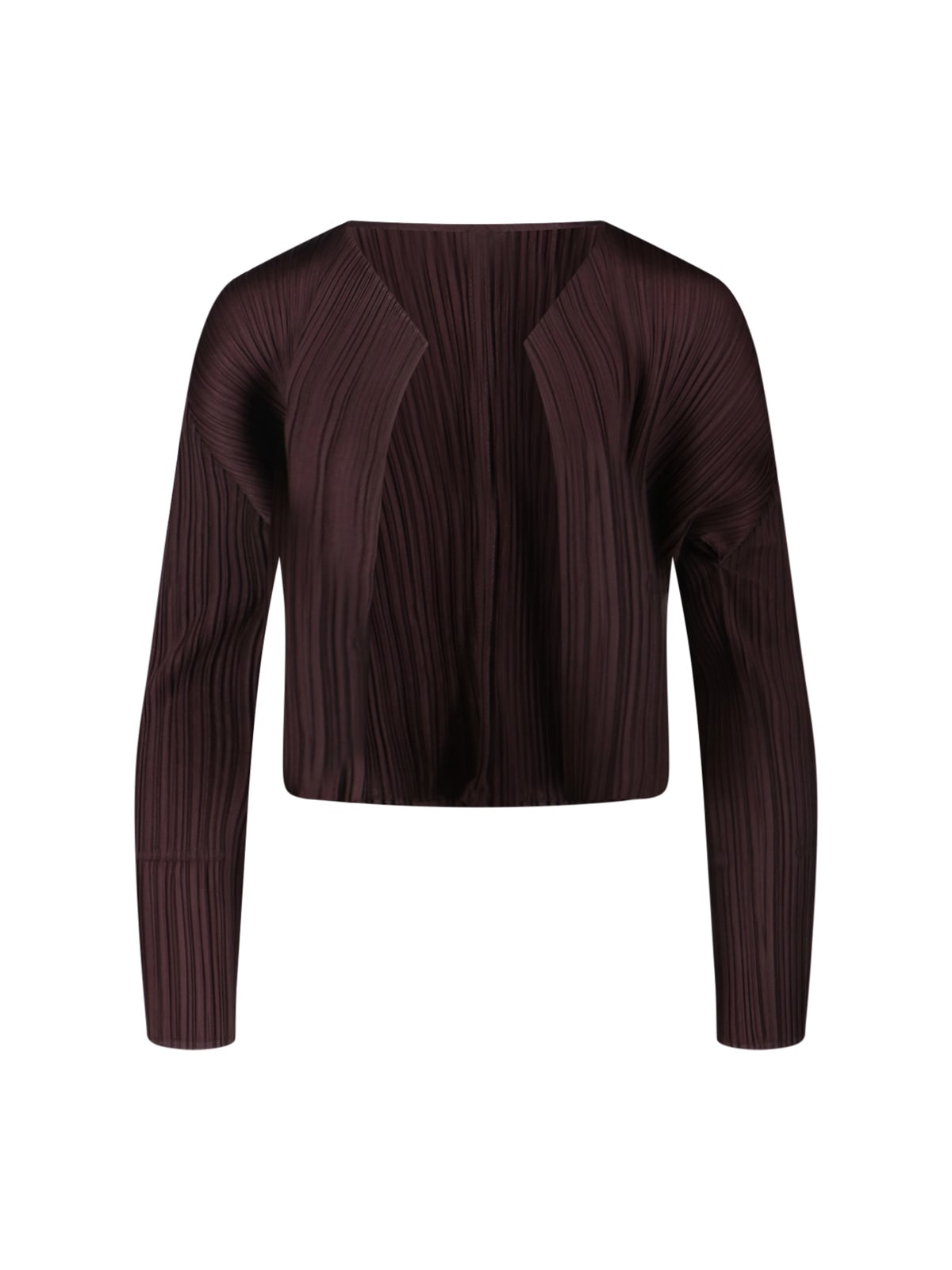 Issey Miyake Pleated Cardigan In Brown