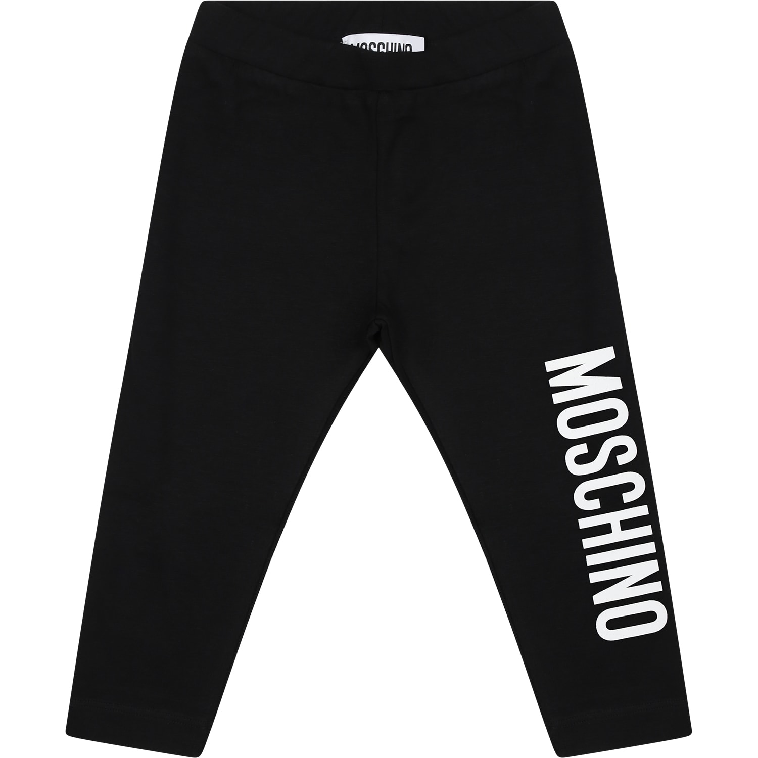 Shop Moschino Black Leggings For Baby Girl With Logo