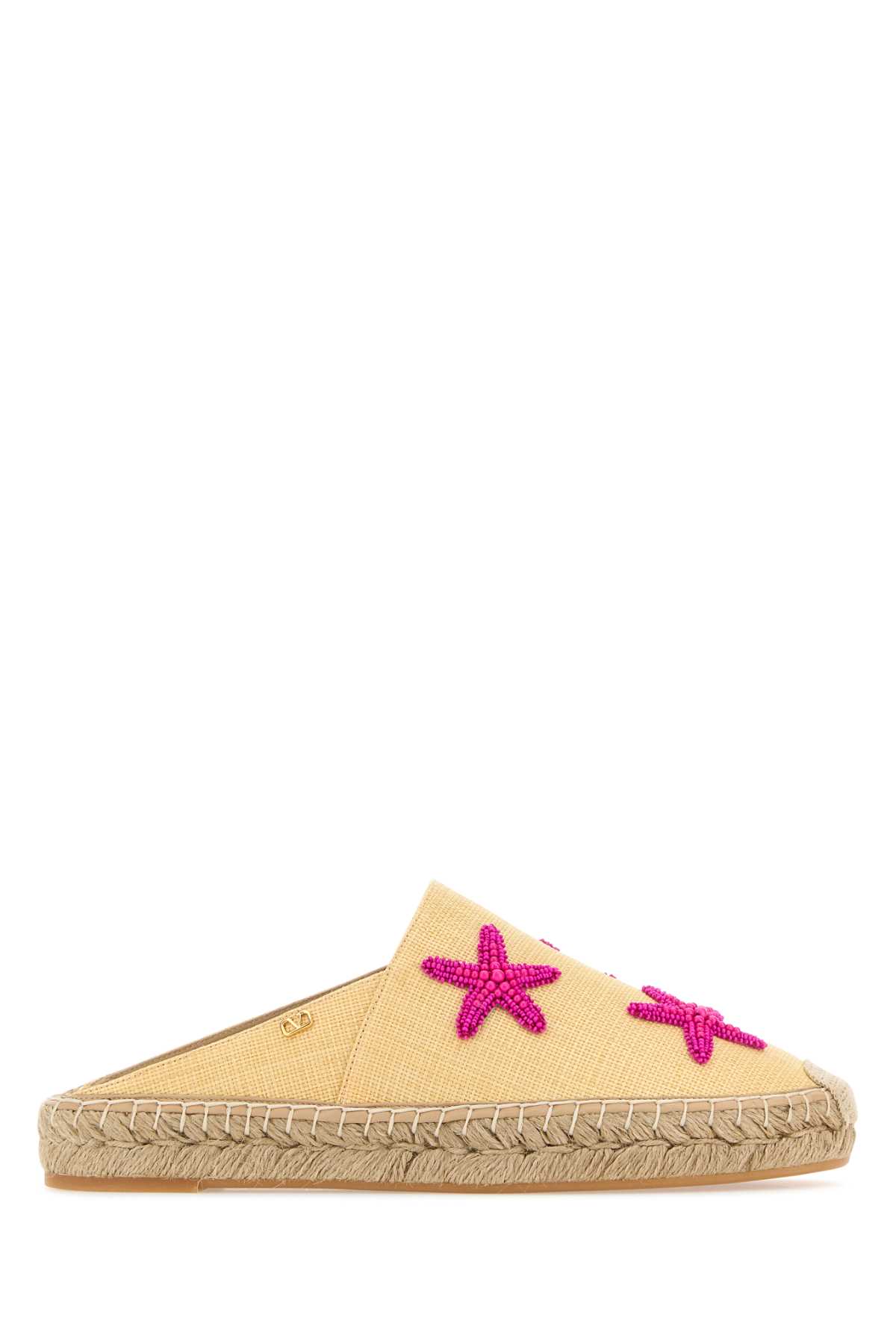 Shop Valentino Raffia  Garavani Escape Slippers In Naturalepinkpp