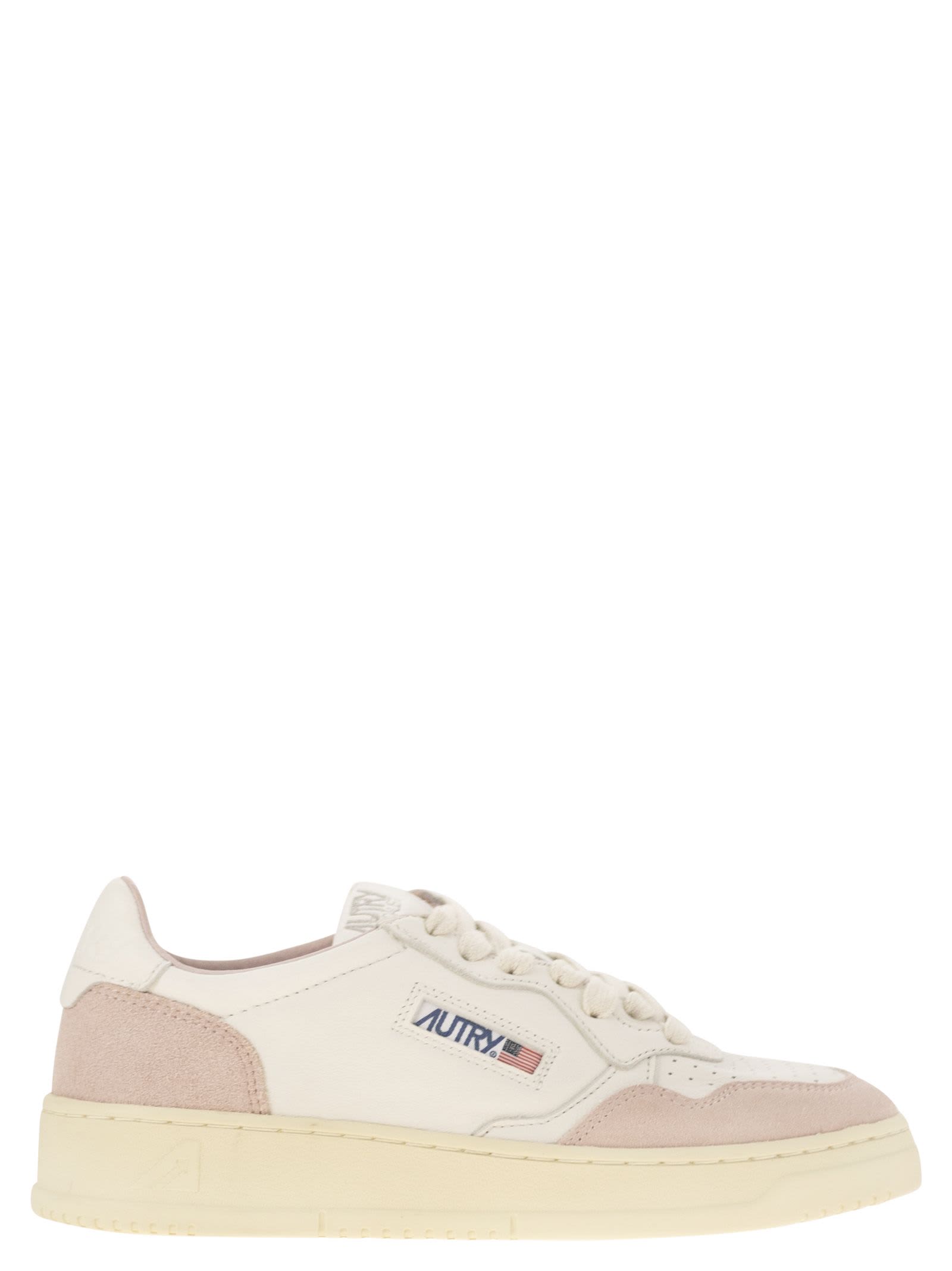 Medalist Low - White Leather And Suede Sneakers In Powder