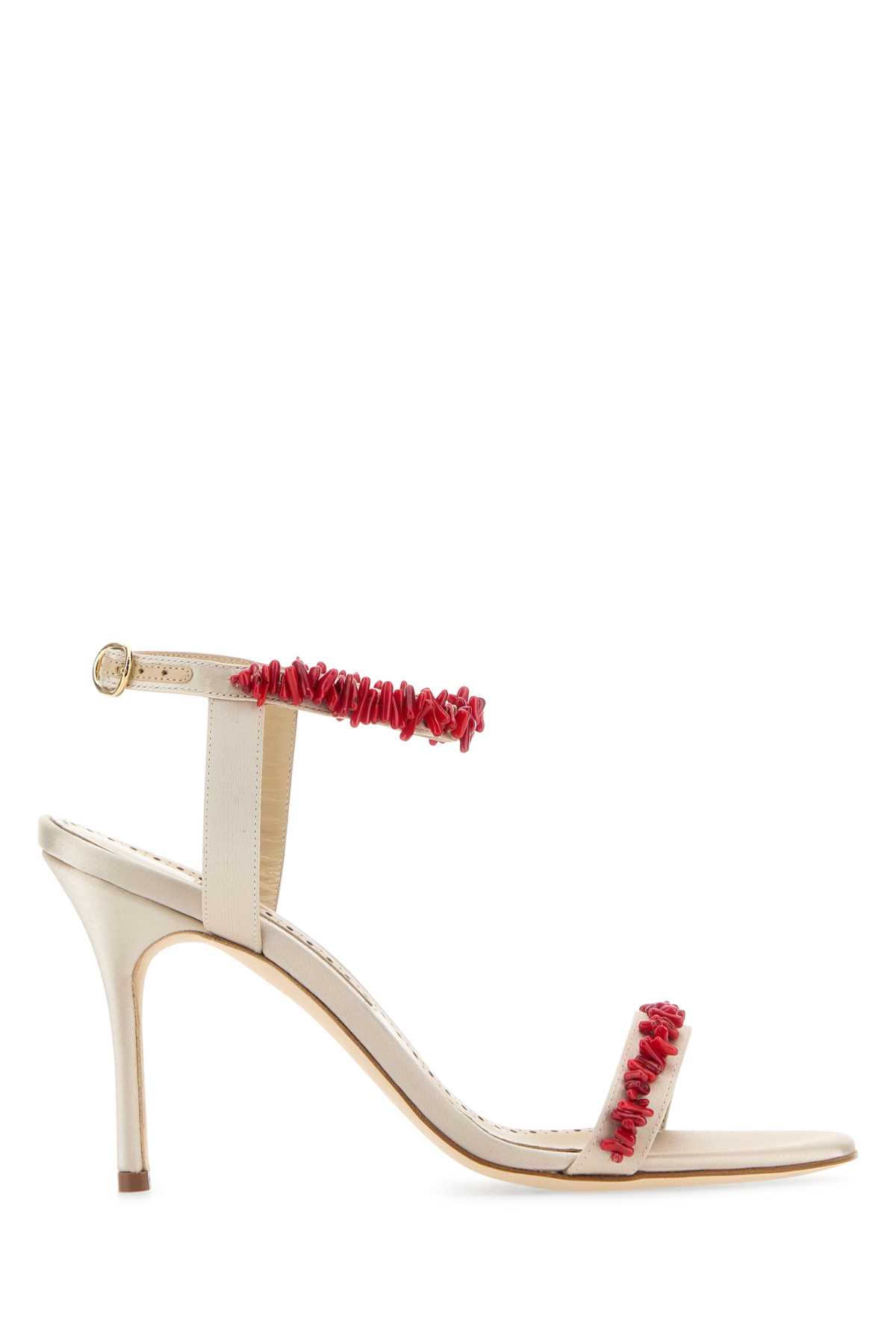 Manolo Blahnik Cienzan Satin Sandals Ankle Embellishment In Dcrmyoth