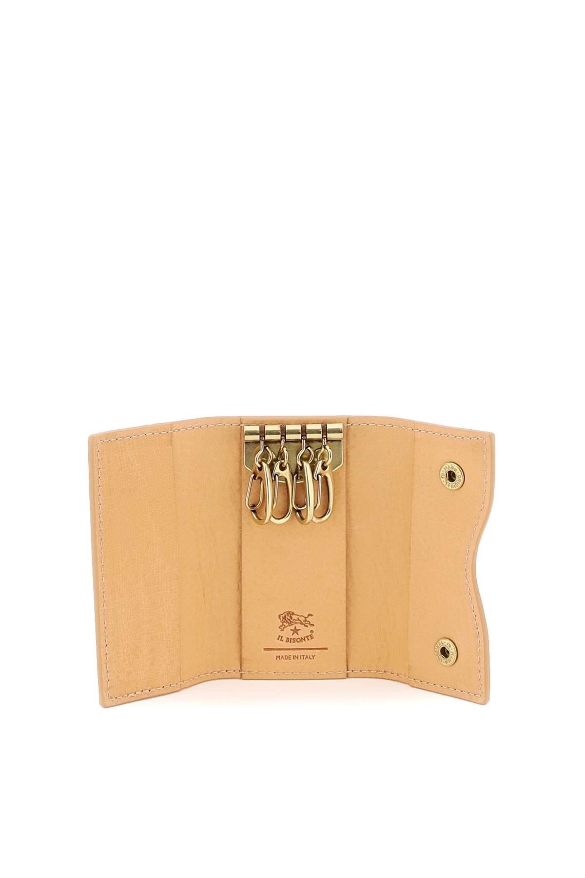 Leather Key Holder In Beige Leather