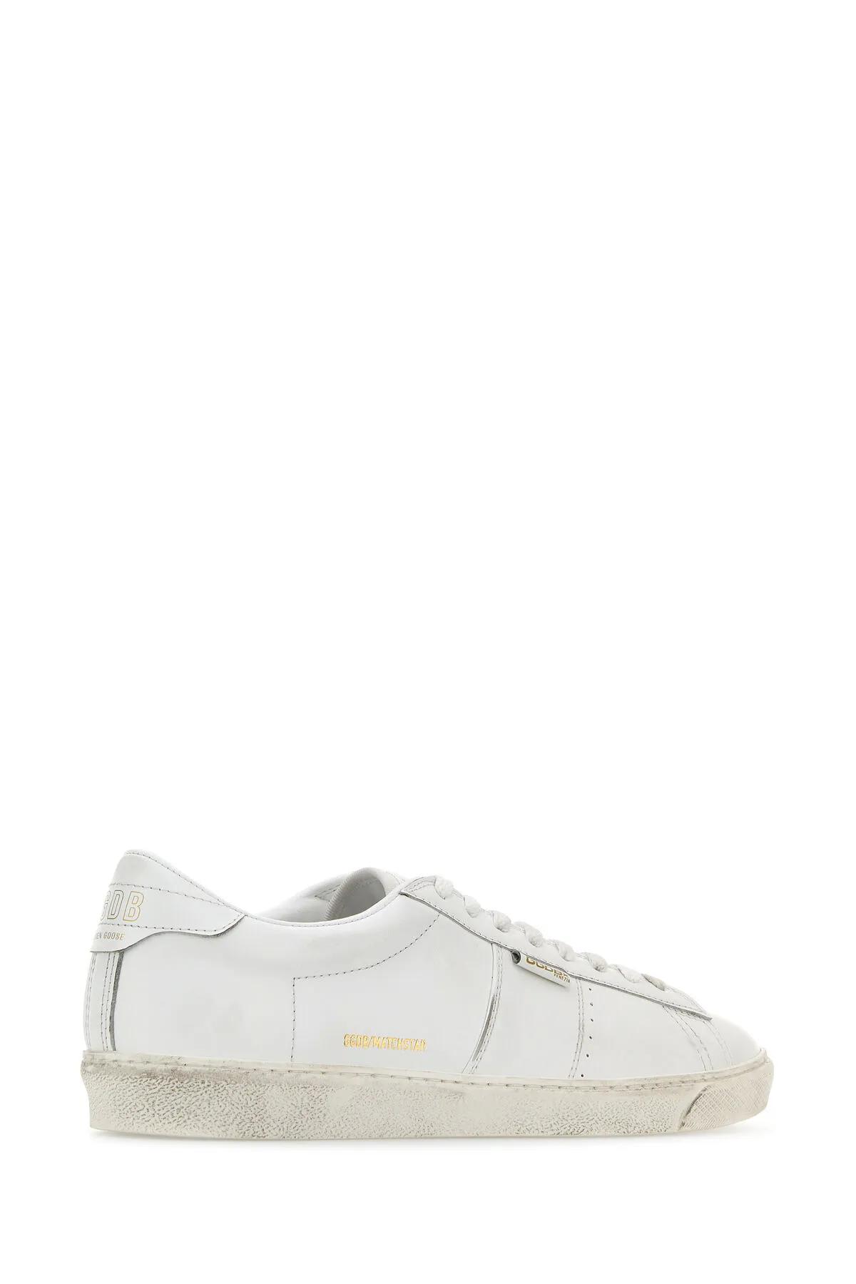 Shop Golden Goose White Leather Matchstar Sneakers