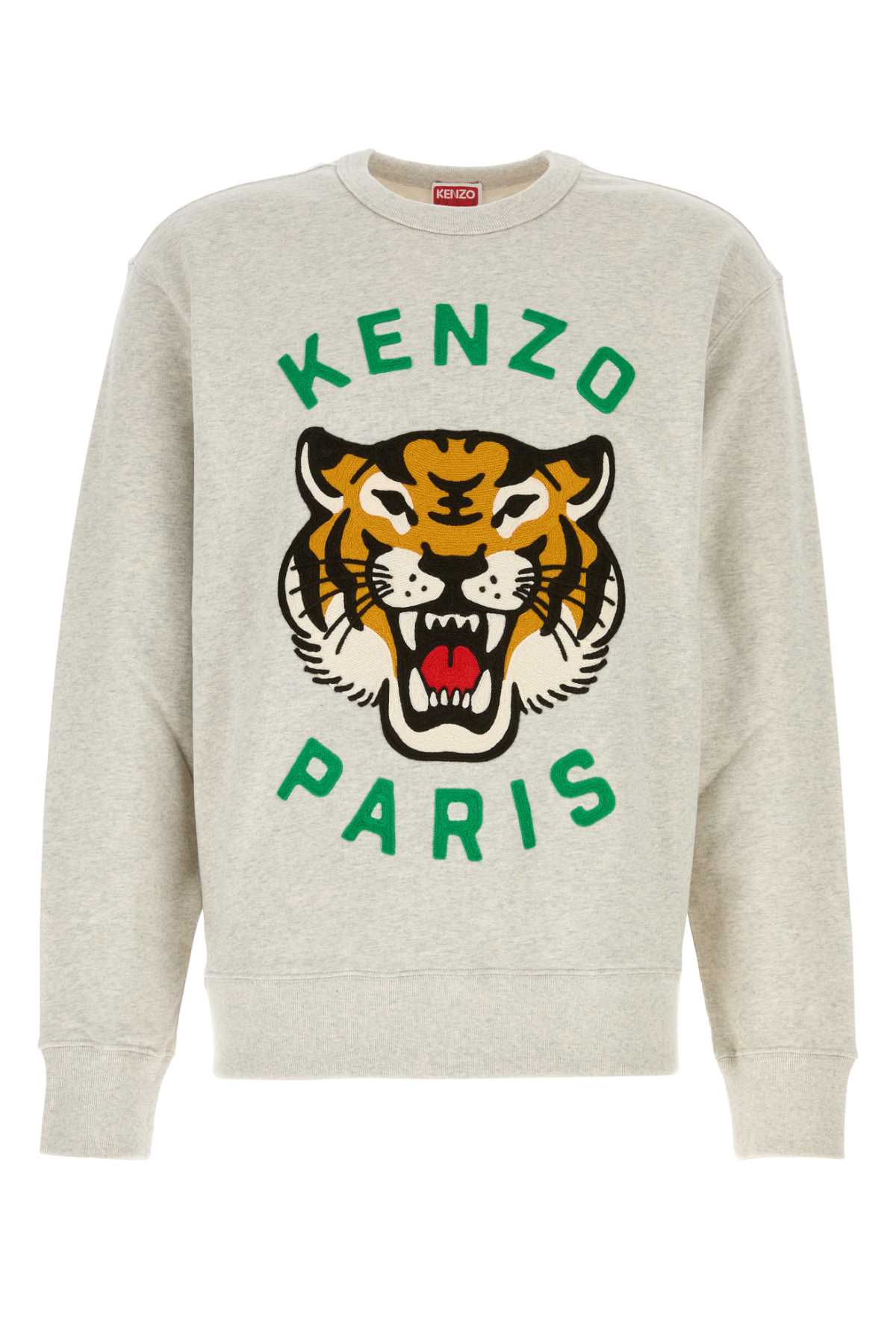 Shop Kenzo Melange Light Grey Cotton Sweatshirt In Grisclair