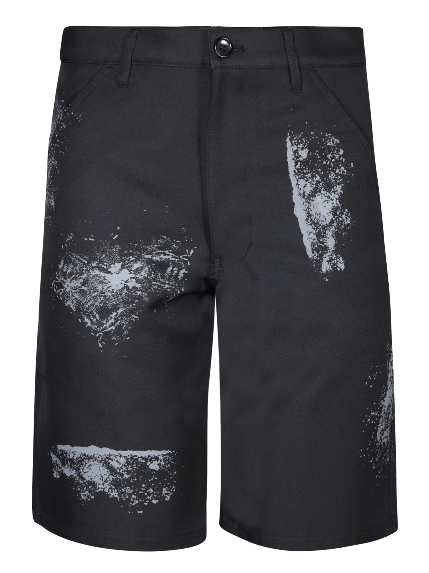 Shop Comme Des Garçons Shirt Hand Print Black Bermuda Shorts