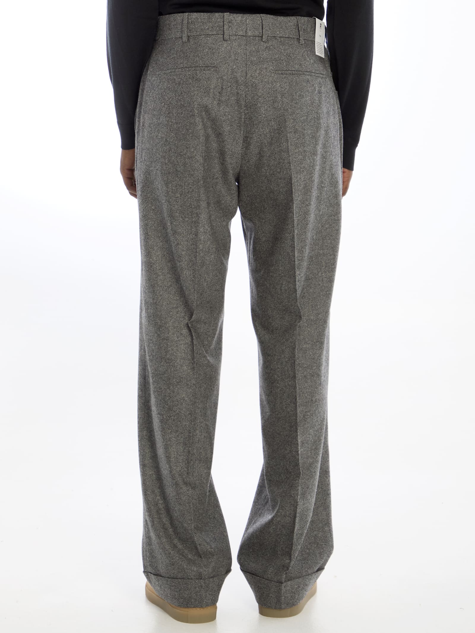 Shop Pt Torino Edge Trousers In Grey