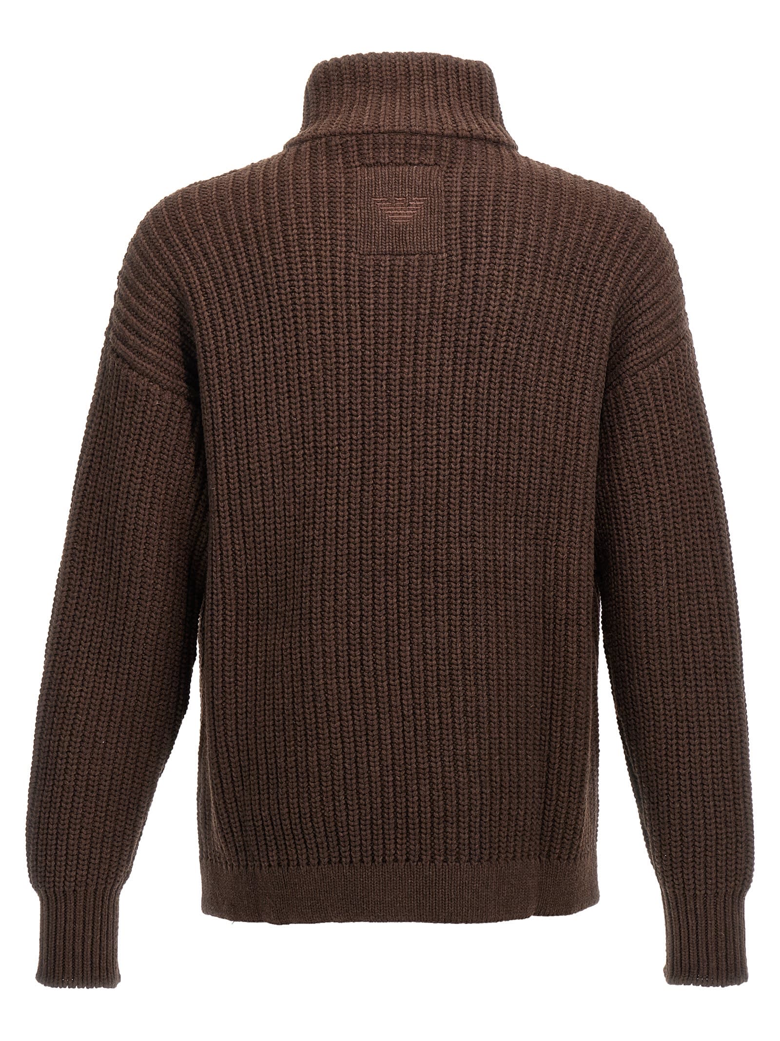 Shop Emporio Armani Wool Cardigan In Brown