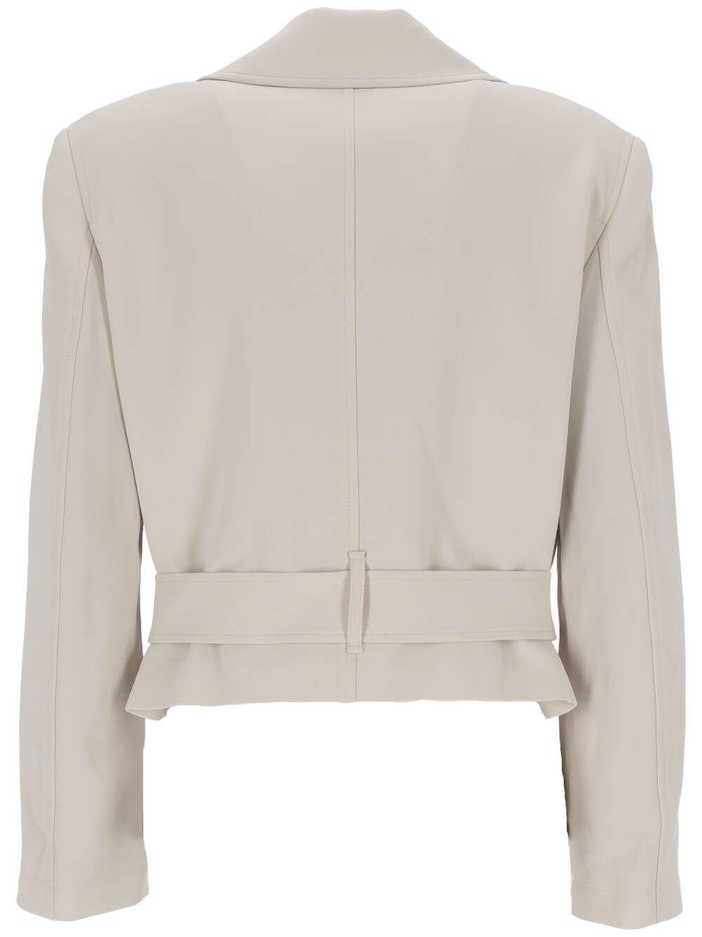 Shop Theory Double-breasted Belted Cropped Coat In Pumice