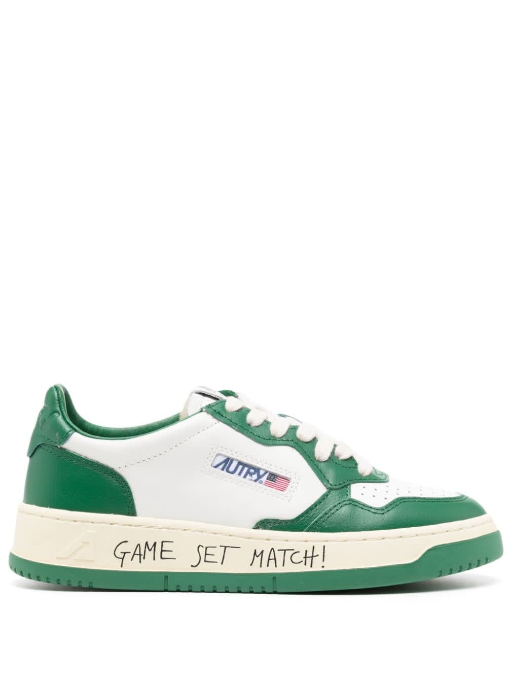 Autry Low Top Panelled Sneakers With Flatform Sole In Green