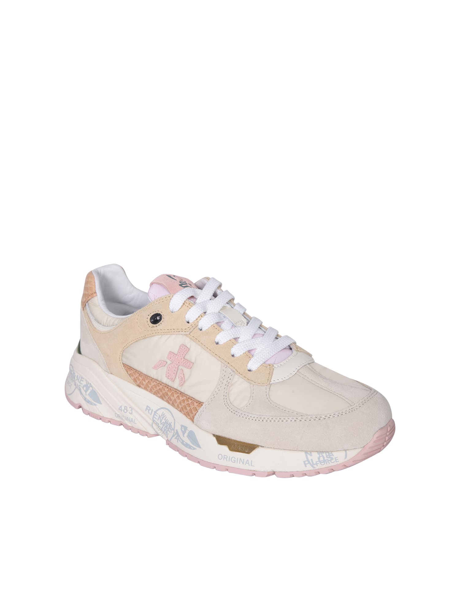 Shop Premiata Mased Pink And Beige Sneakers