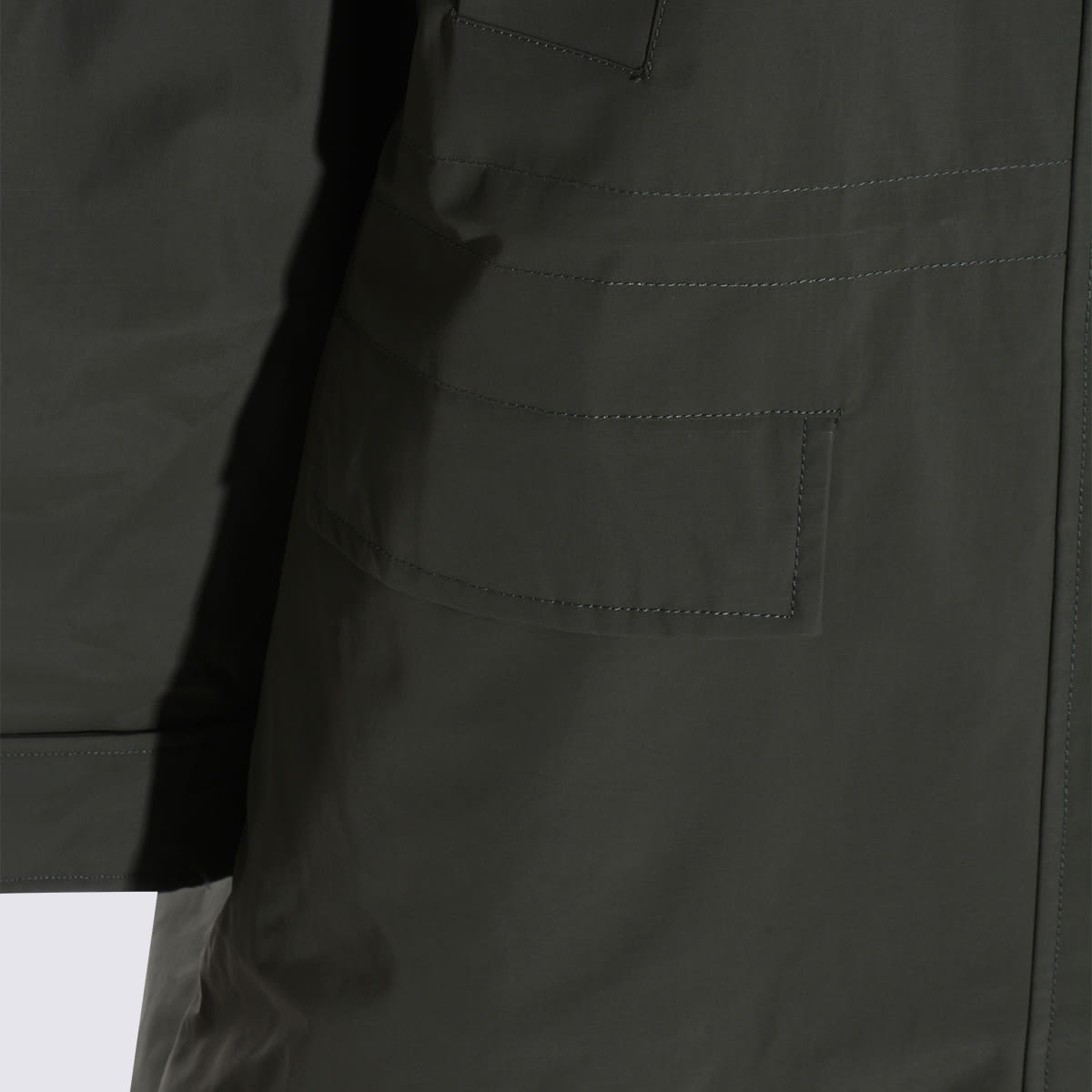Ganni Military Green Nylon Down Jacket In Green