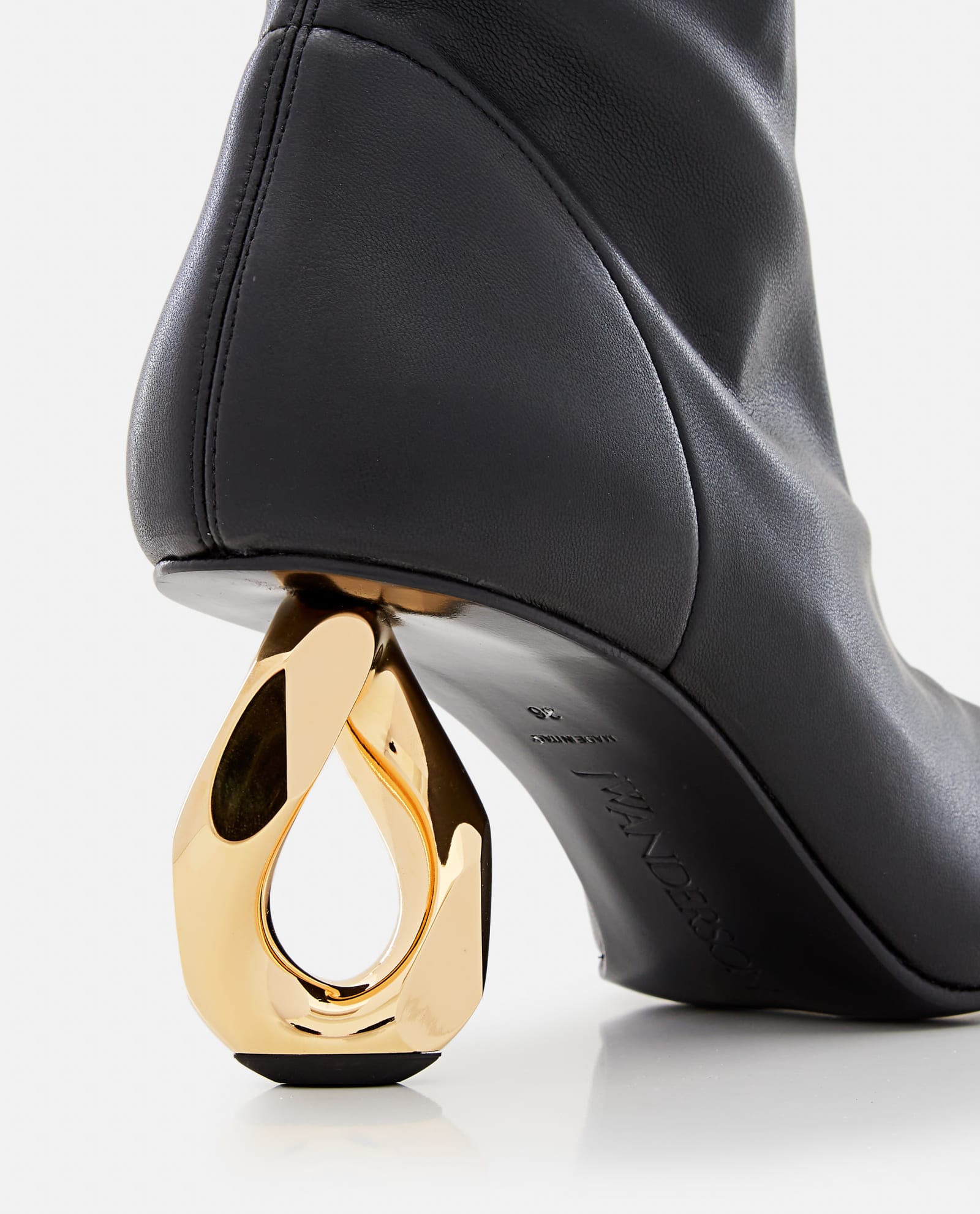 Shop Jw Anderson Chain Heel Stretch Ankle Boots In Black