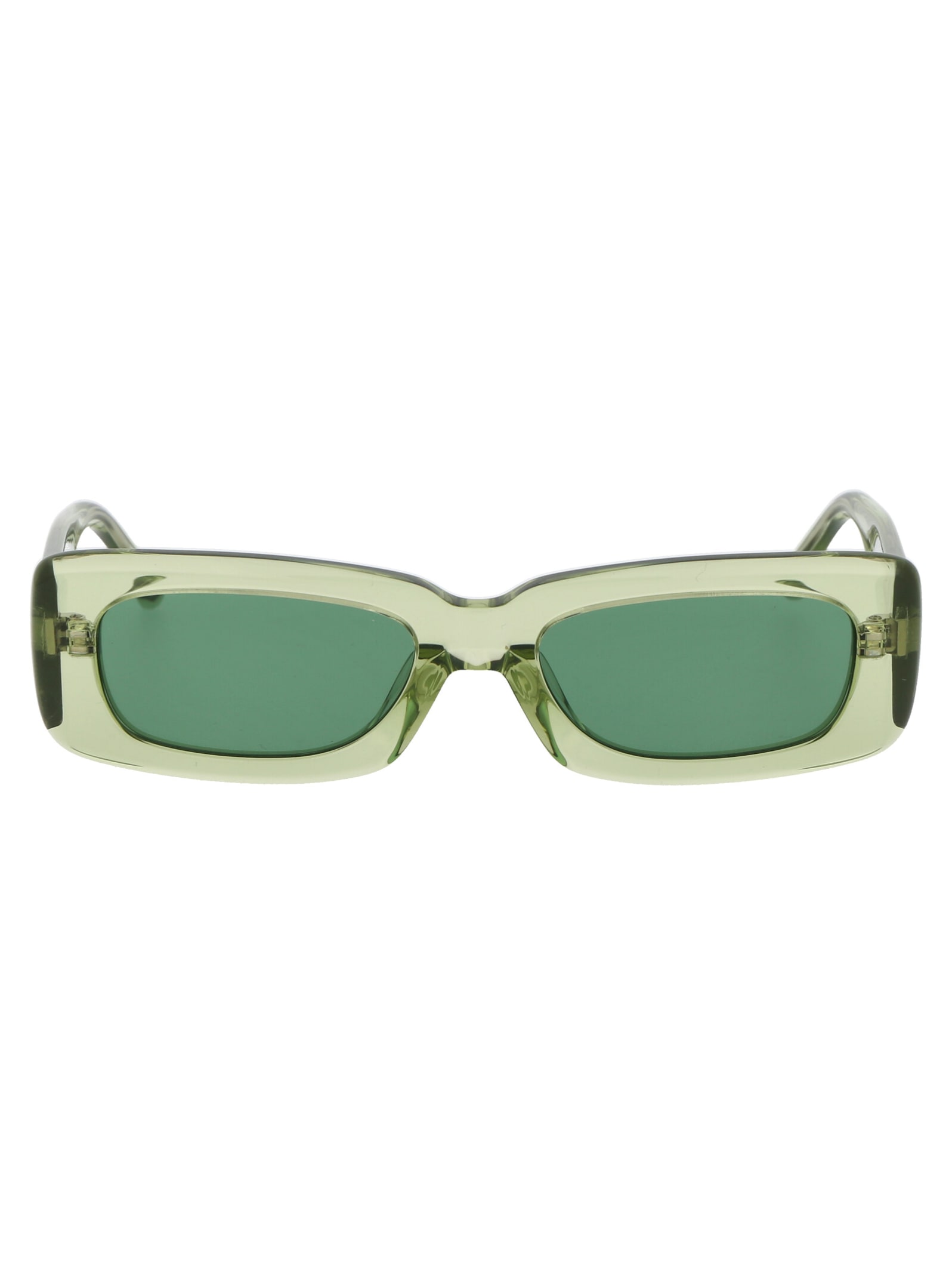 Shop Attico Mini Marfa Sunglasses In Lime/silver/green
