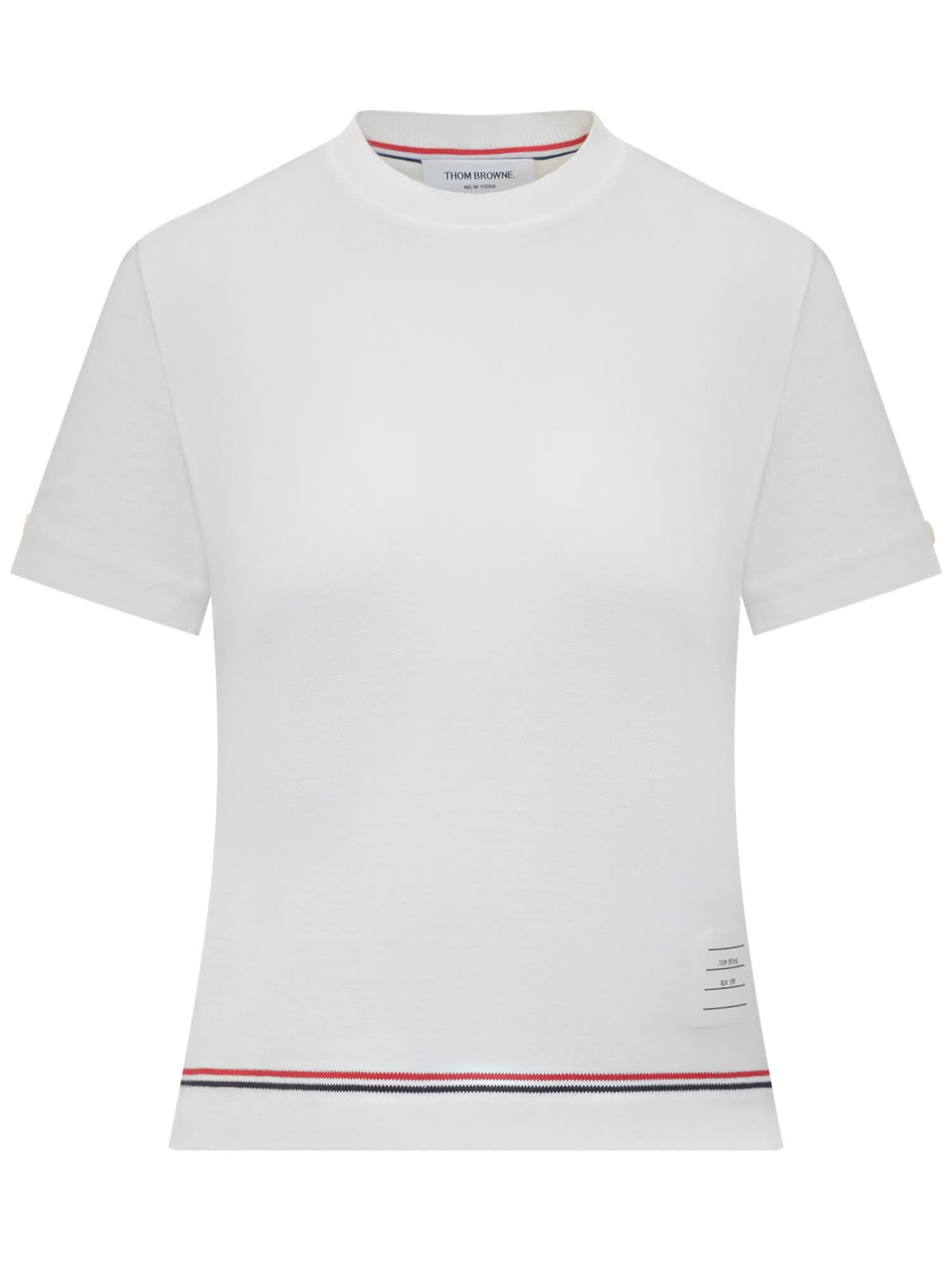 Thom Browne Logo T-shirt In White | ModeSens
