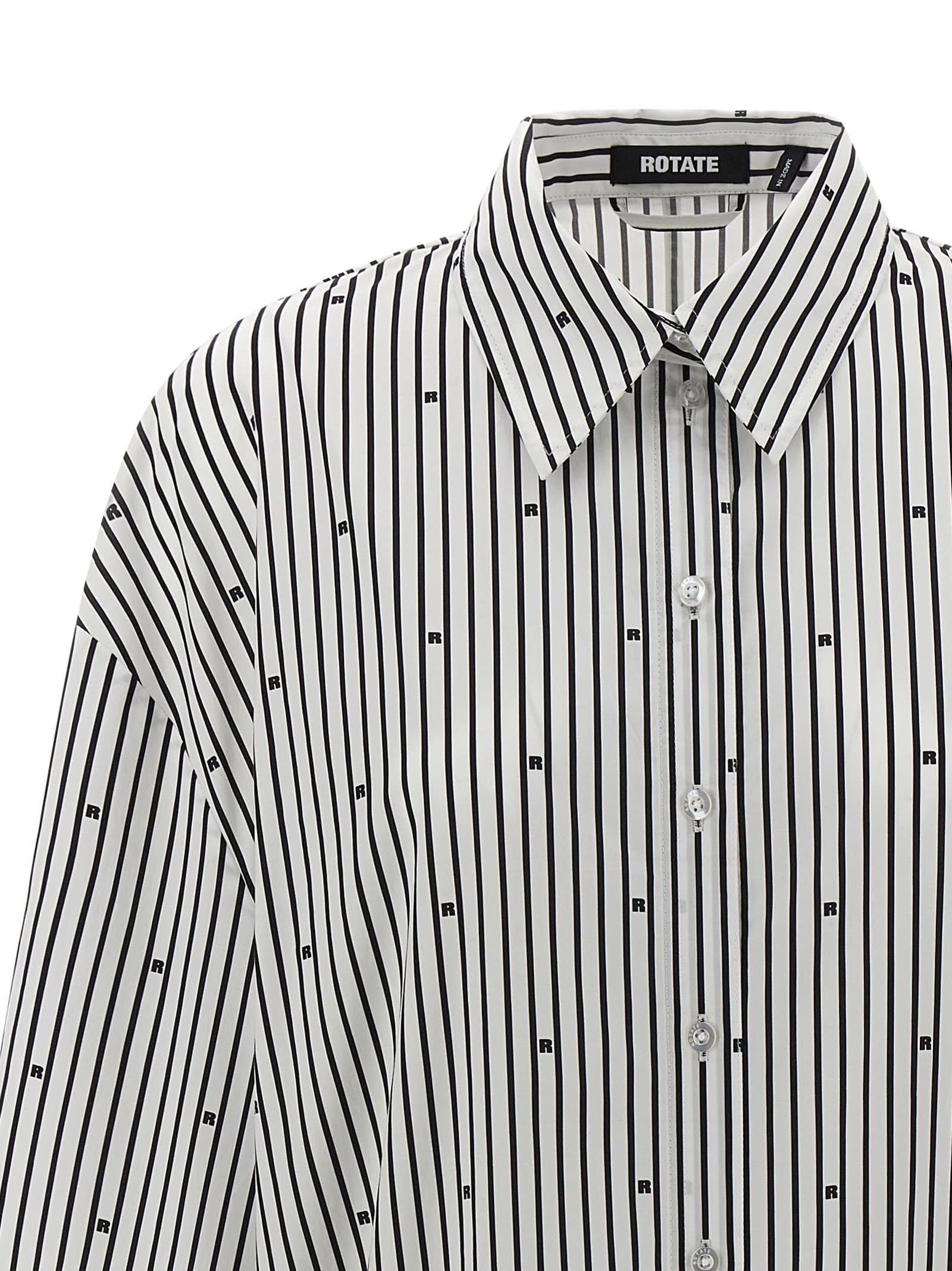 Rotate Birger Christensen Poplin Oversized Striped Shirt In Gray