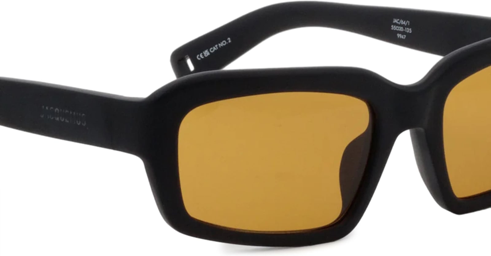 Jacquemus Marino - Matte Black / Amber Lens Sunglasses In Brown