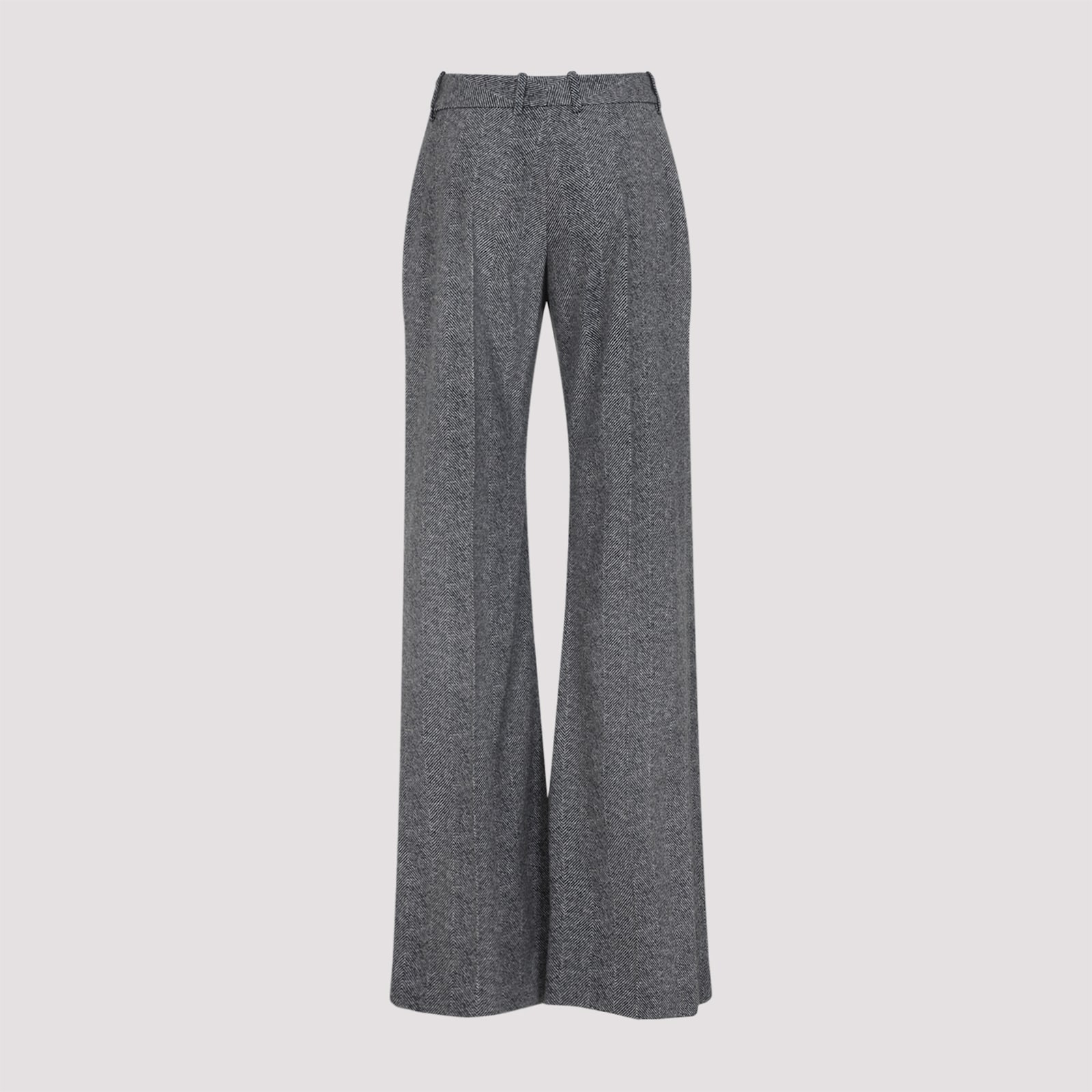 Ermanno Scervino Wide-leg Viscose Pants With Herringbone Patternwaist In Gray