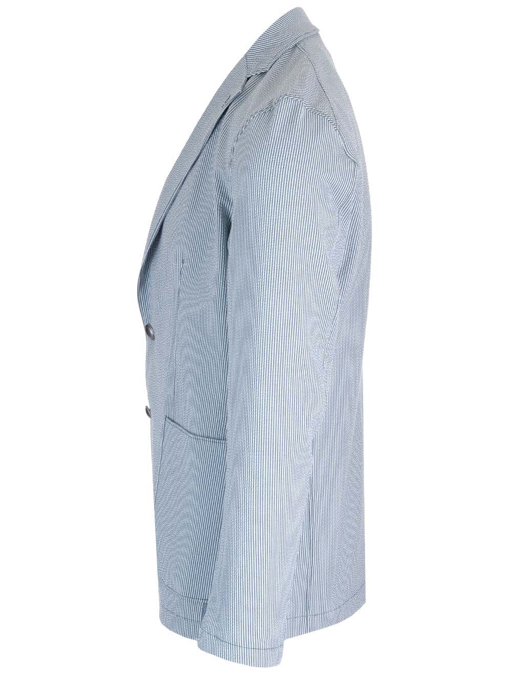 Shop Tagliatore Seersucker Blazer In Blue