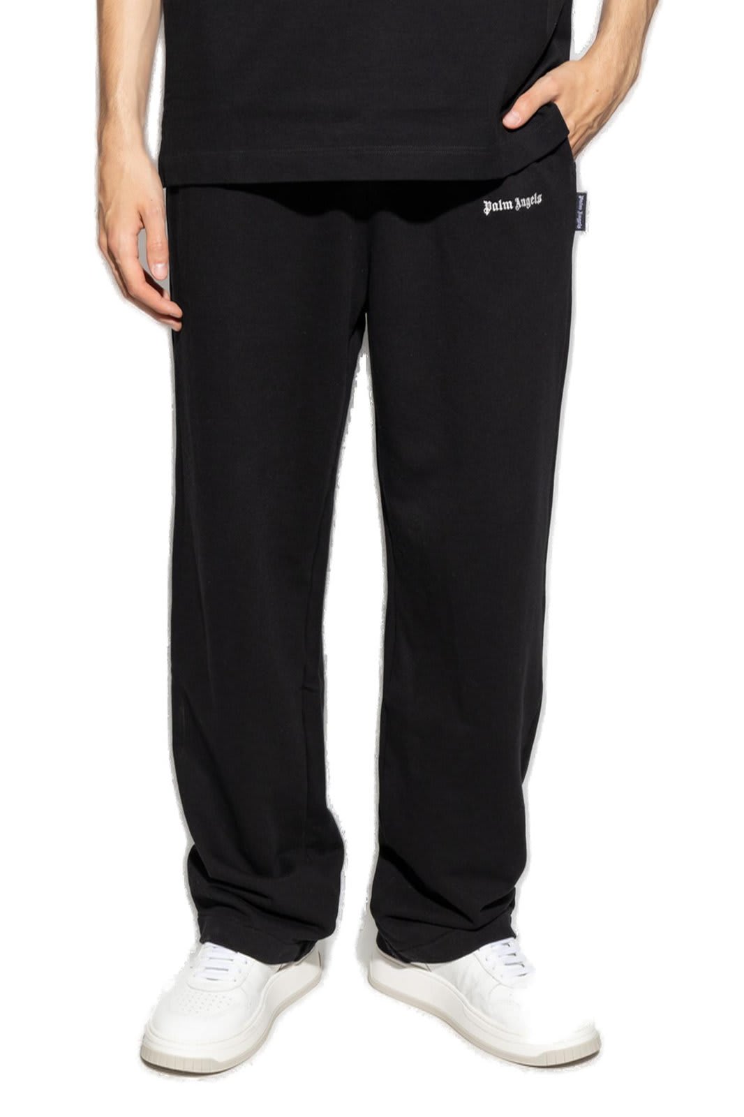 Shop Palm Angels Logo Embroidered Sweat Pants In Nero