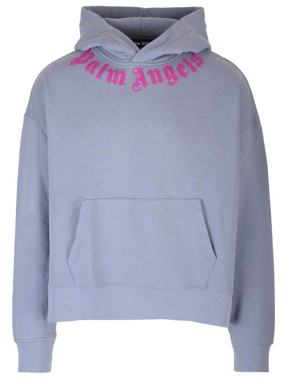 Shop Palm Angels Neck Logo Hoodie In Grey