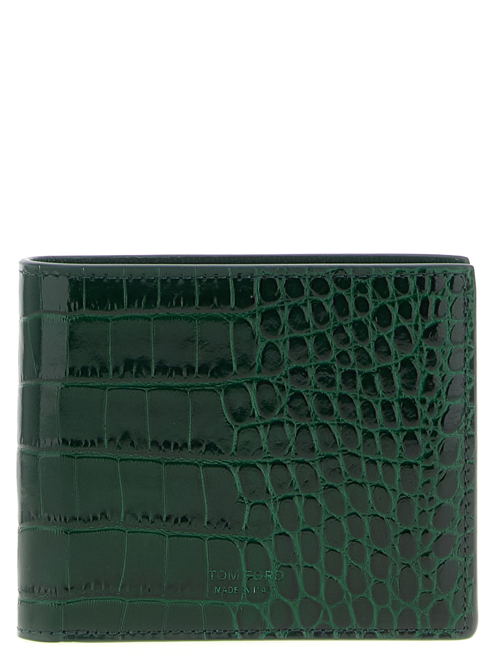 Tom Ford Bi-fold Wallet In Crocodile Leather In Green