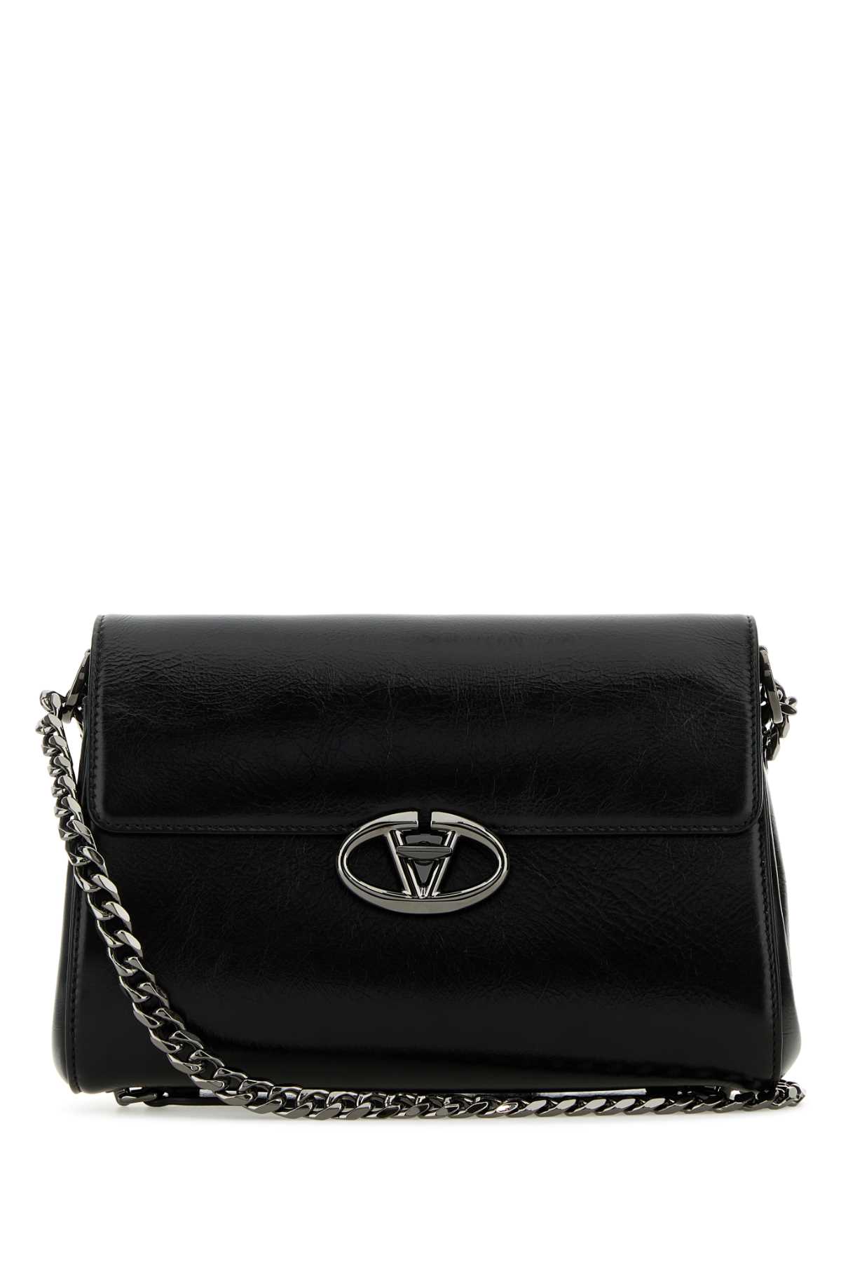 Valentino Garavani Black Leather Vlogo Shoulder