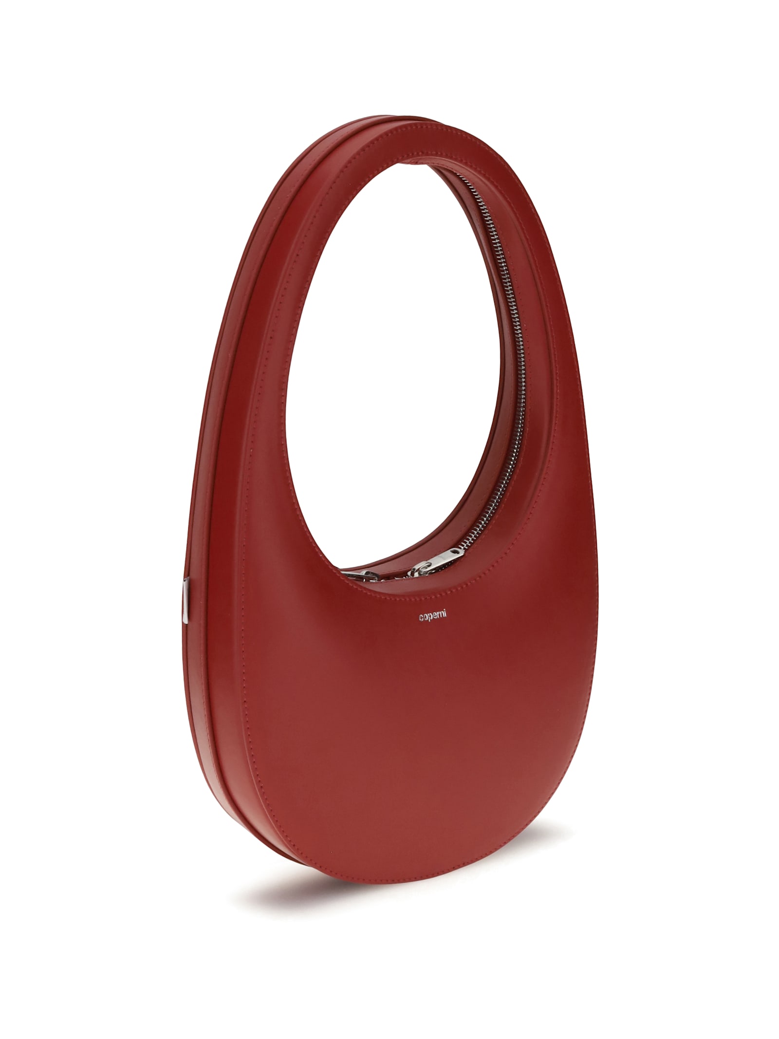 Coperni Swipe Oval-frame Zip Shoulder Bag In Red
