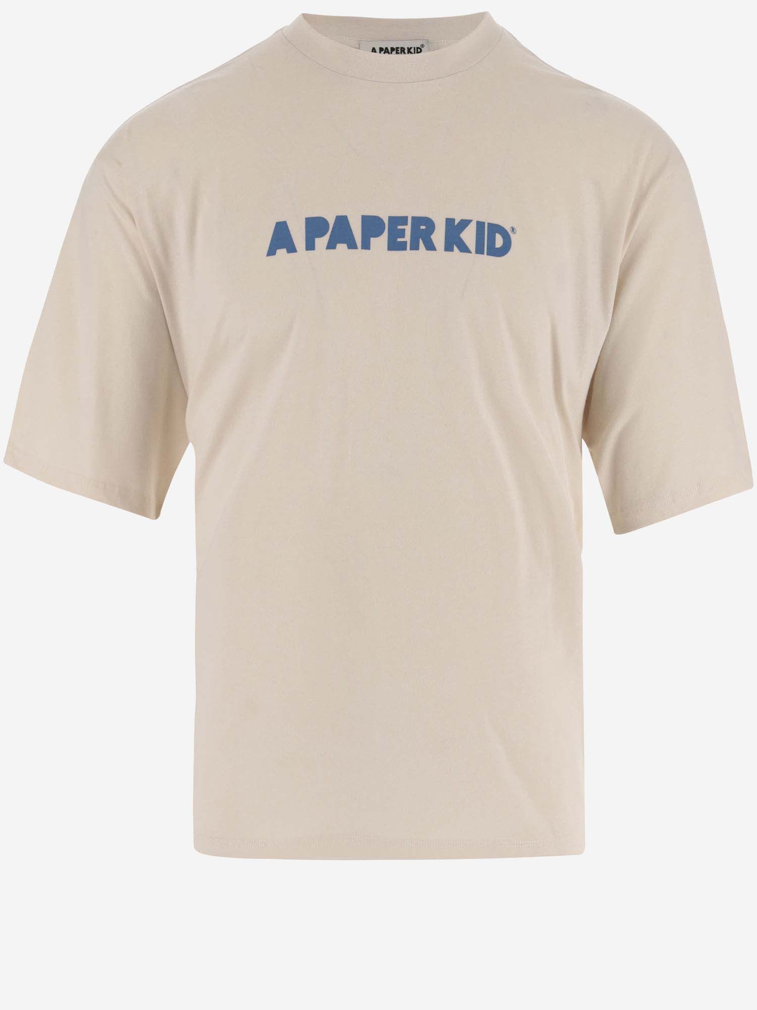 Shop A Paper Kid Cotton T-shirt With Logo And Graphic Print In Crema/cream
