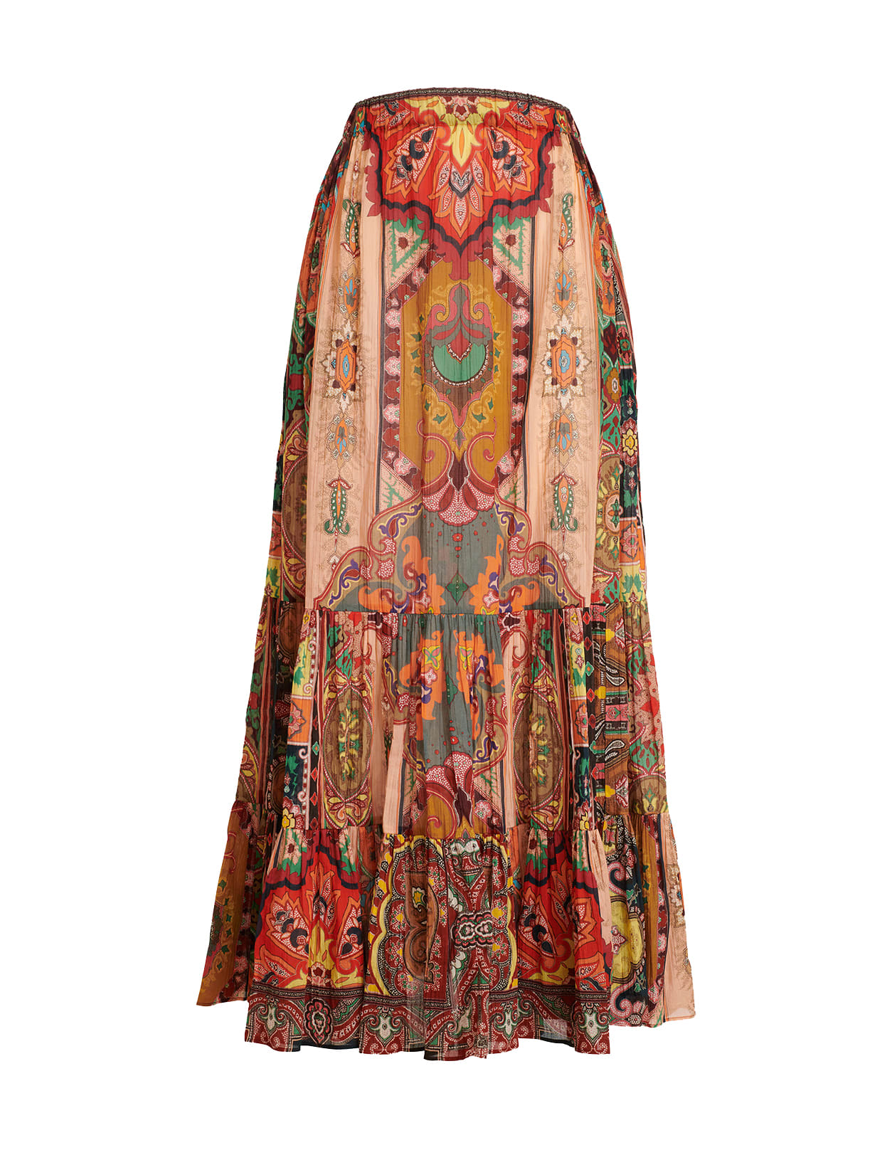 Etro Long Skirt With Flounces And Multicolored Paisley Print