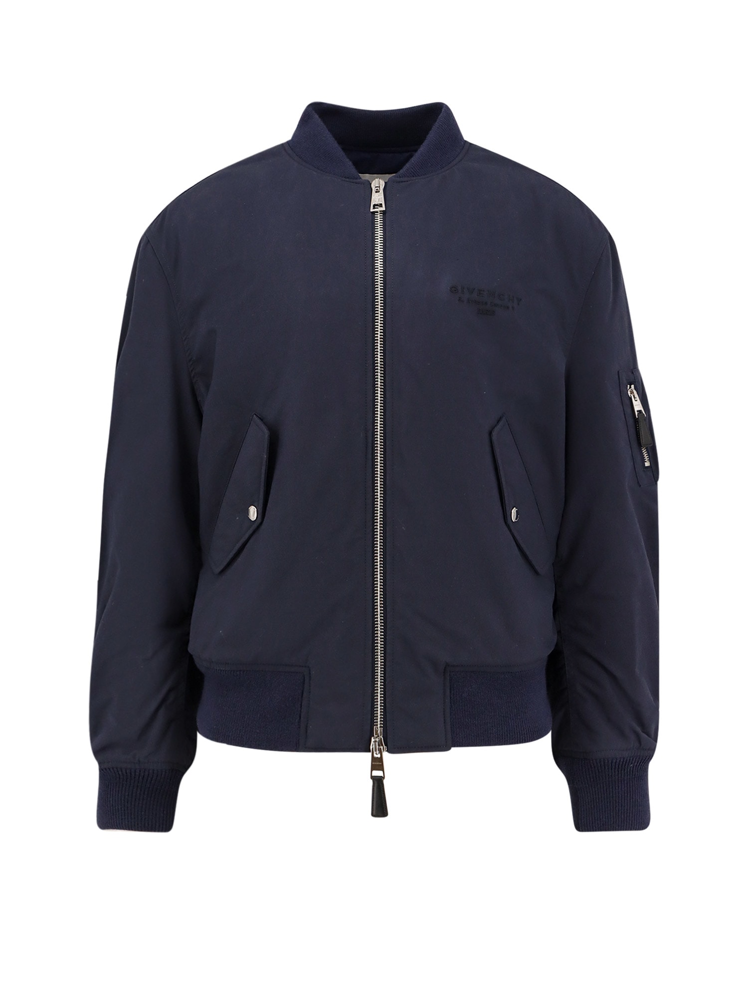 Givenchy Men Cotton Blend Bomber Jacket In Blue