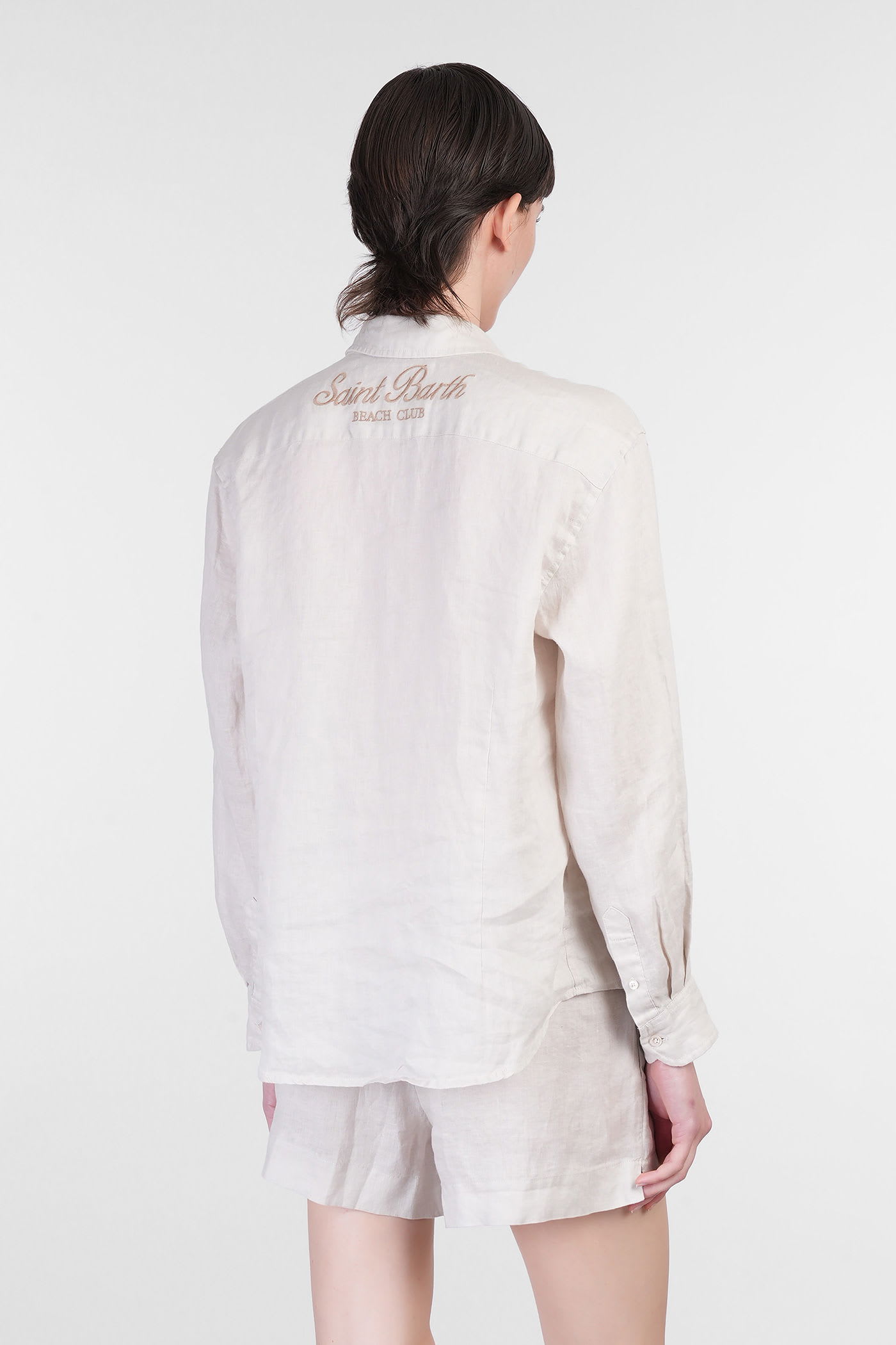 Mc2 Saint Barth Meredith Shirt In Taupe Linen In Neutral
