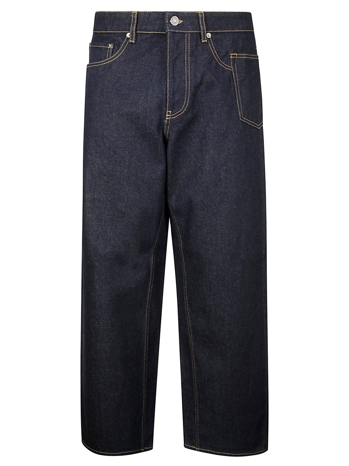 Shop Golden Goose Wide-leg Jeans In Blue