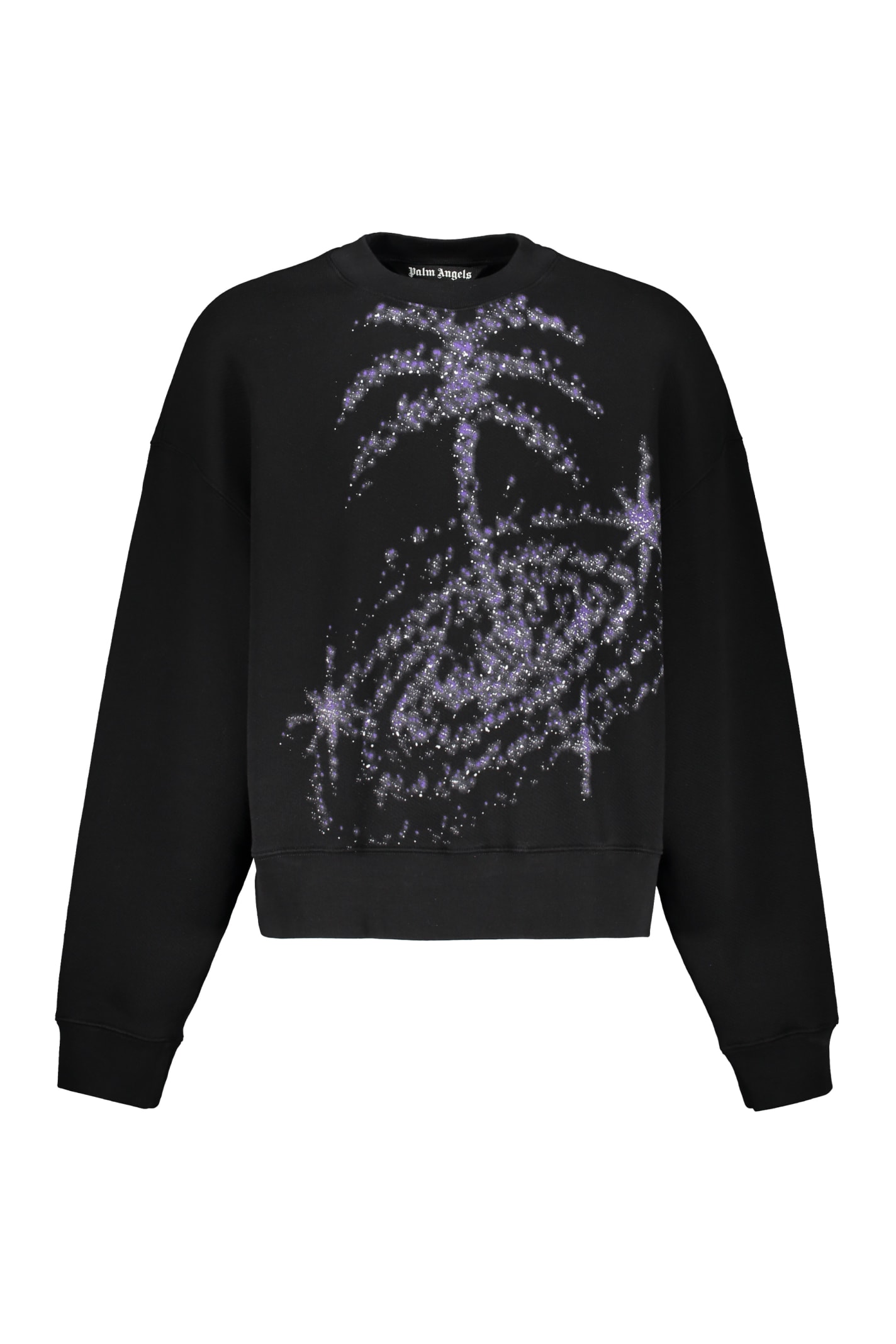 Shop Palm Angels Printed Cotton Sweatshirt In Black