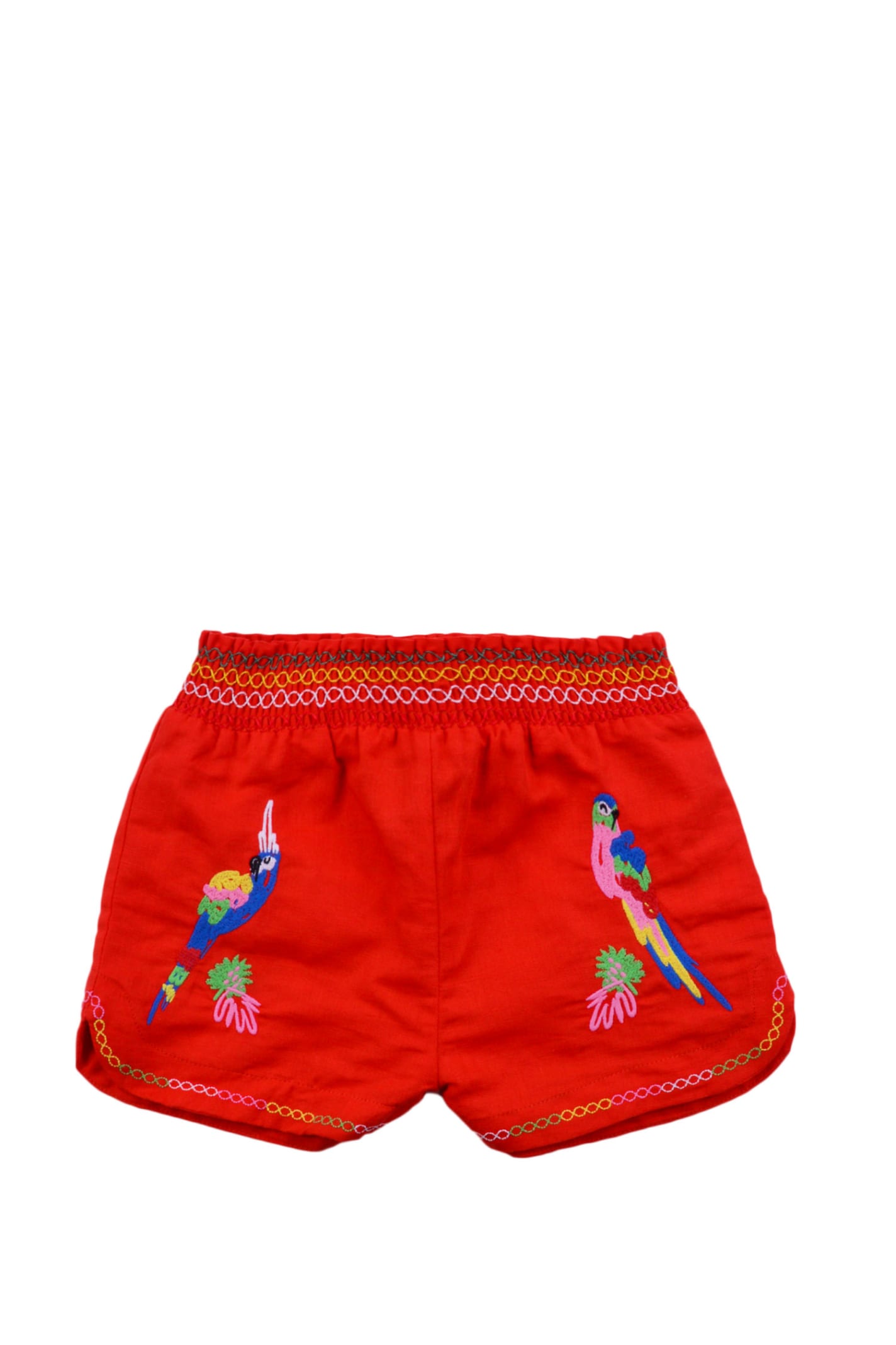 STELLA MCCARTNEY SHORTS WITH PARROTS EMBROIDERY