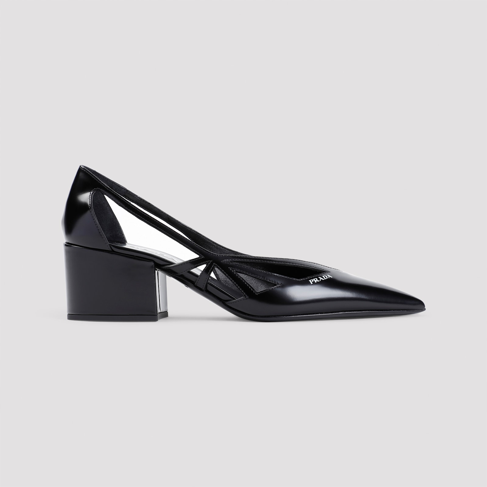 Prada Leather Cutout Block-heel Pumps In Animal Print