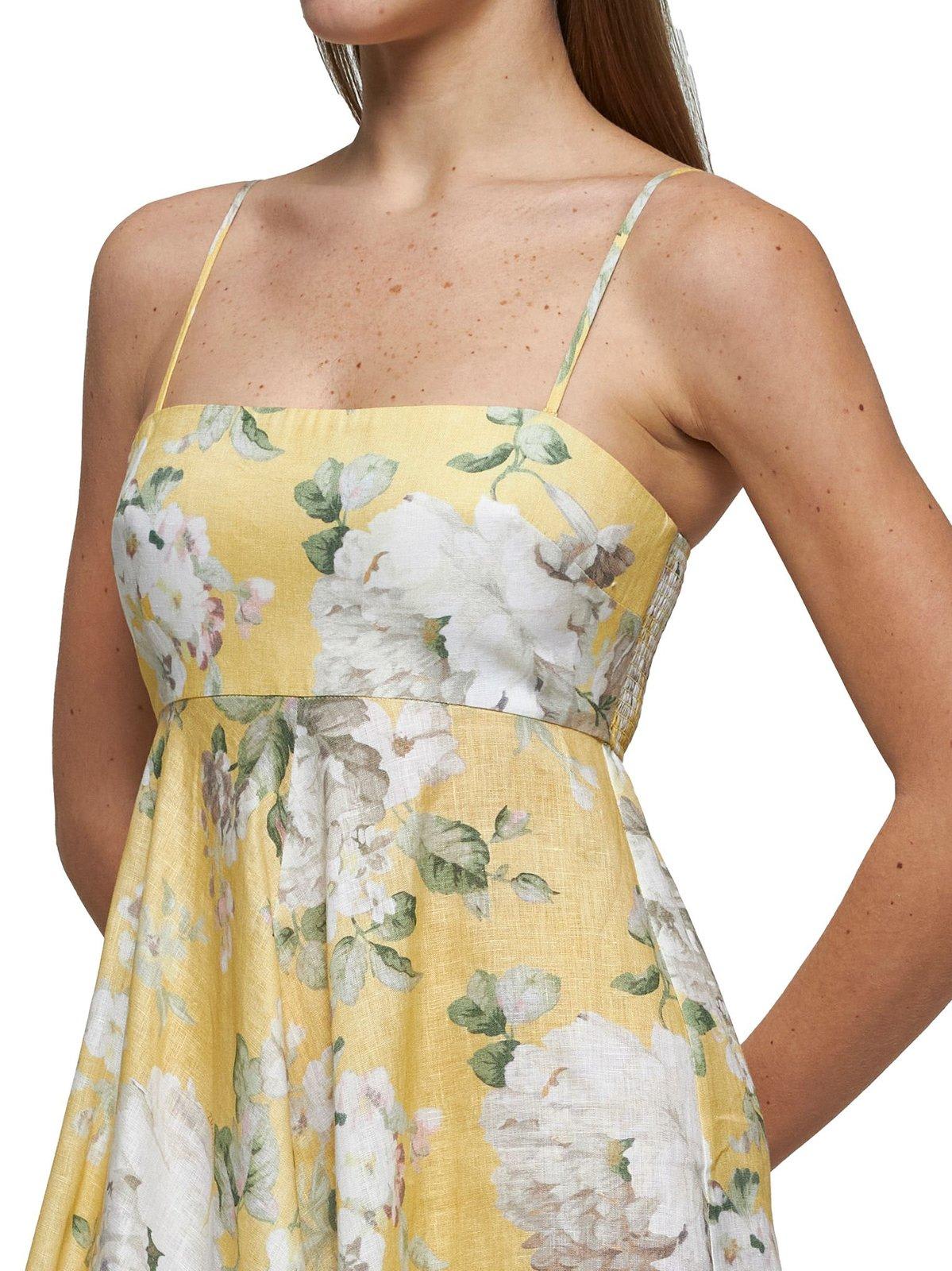 Zimmermann Yellow Linen Acacia Midi Dress In Yellow