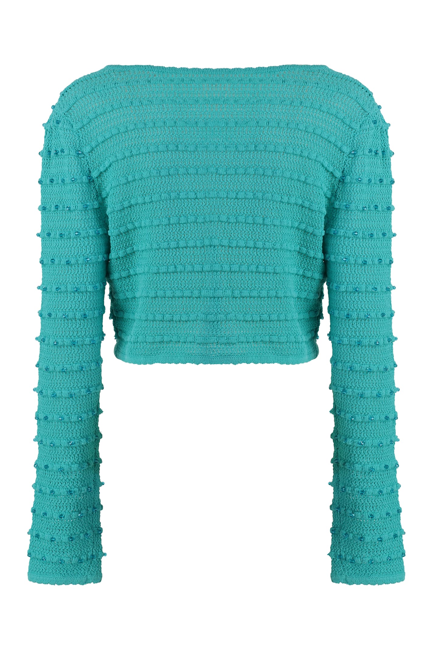 Shop Self-portrait Knitted Cardigan In Green