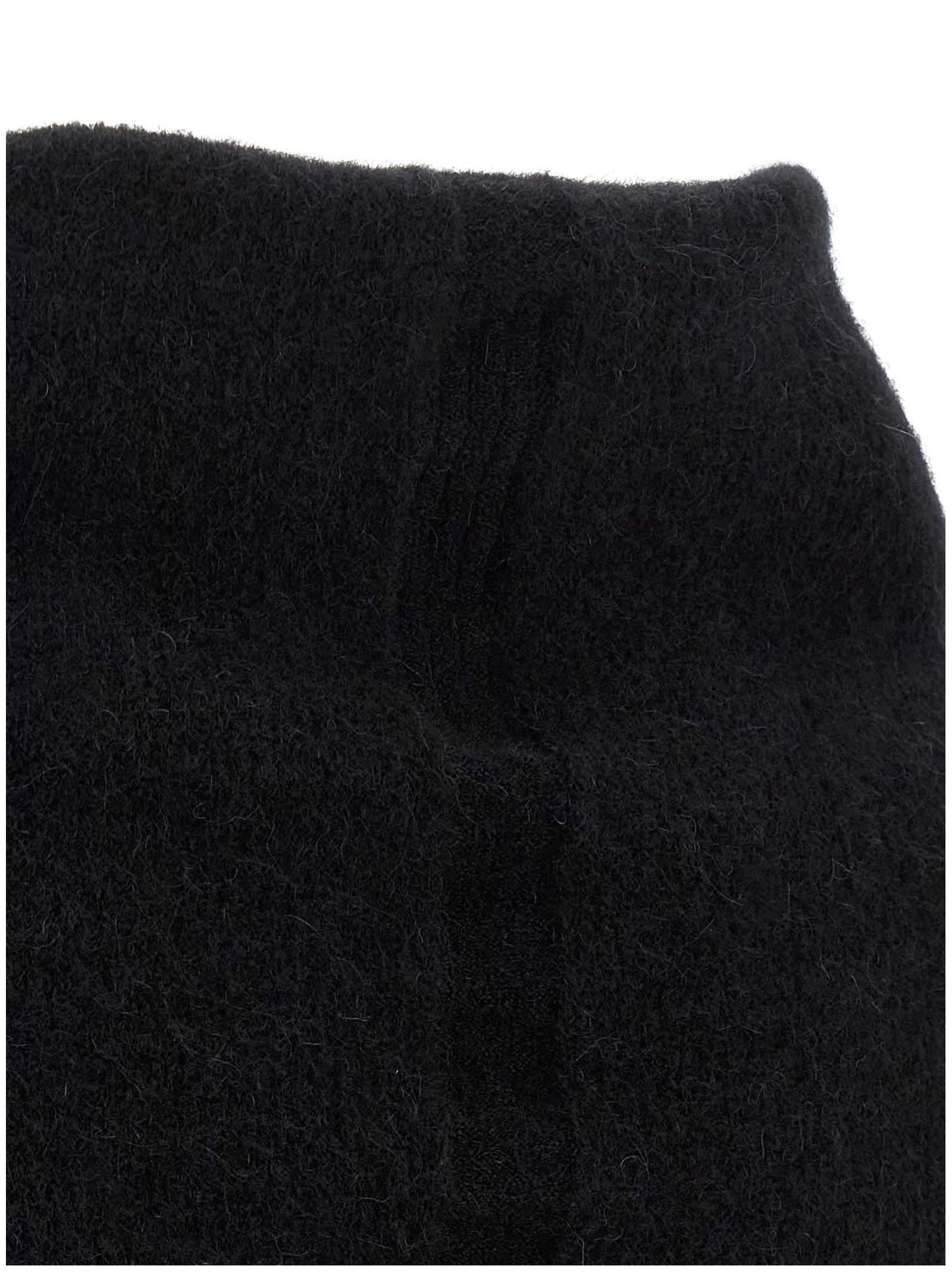 Rick Owens Knitted Cape With Soft Textured Fabric In Black
