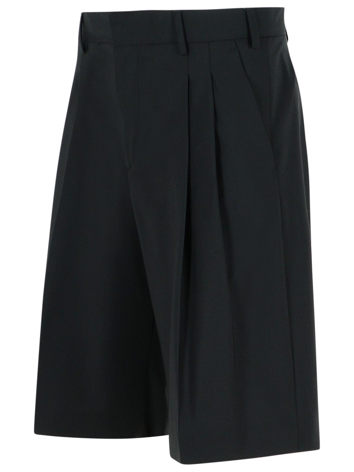 Shop Laneus Black Virgin Wool Bermuda Shorts