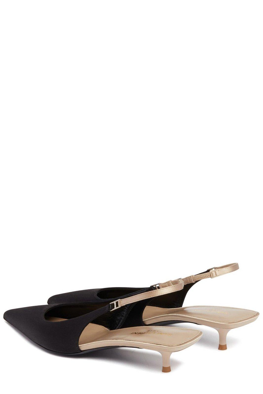 Shop Saint Laurent Cherish Slingback Pumps In Nero Partridge Pink