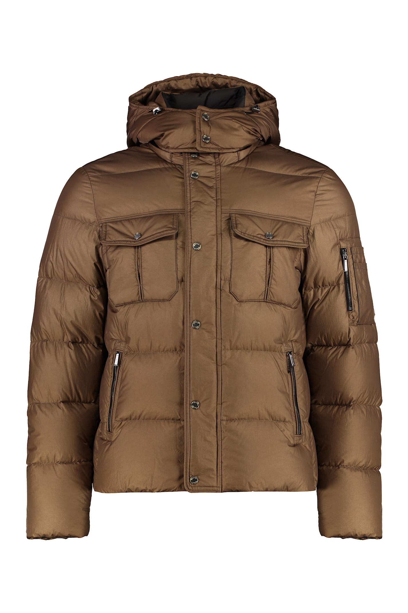 Moorer Nevio Hooded Down Jacket In Brown
