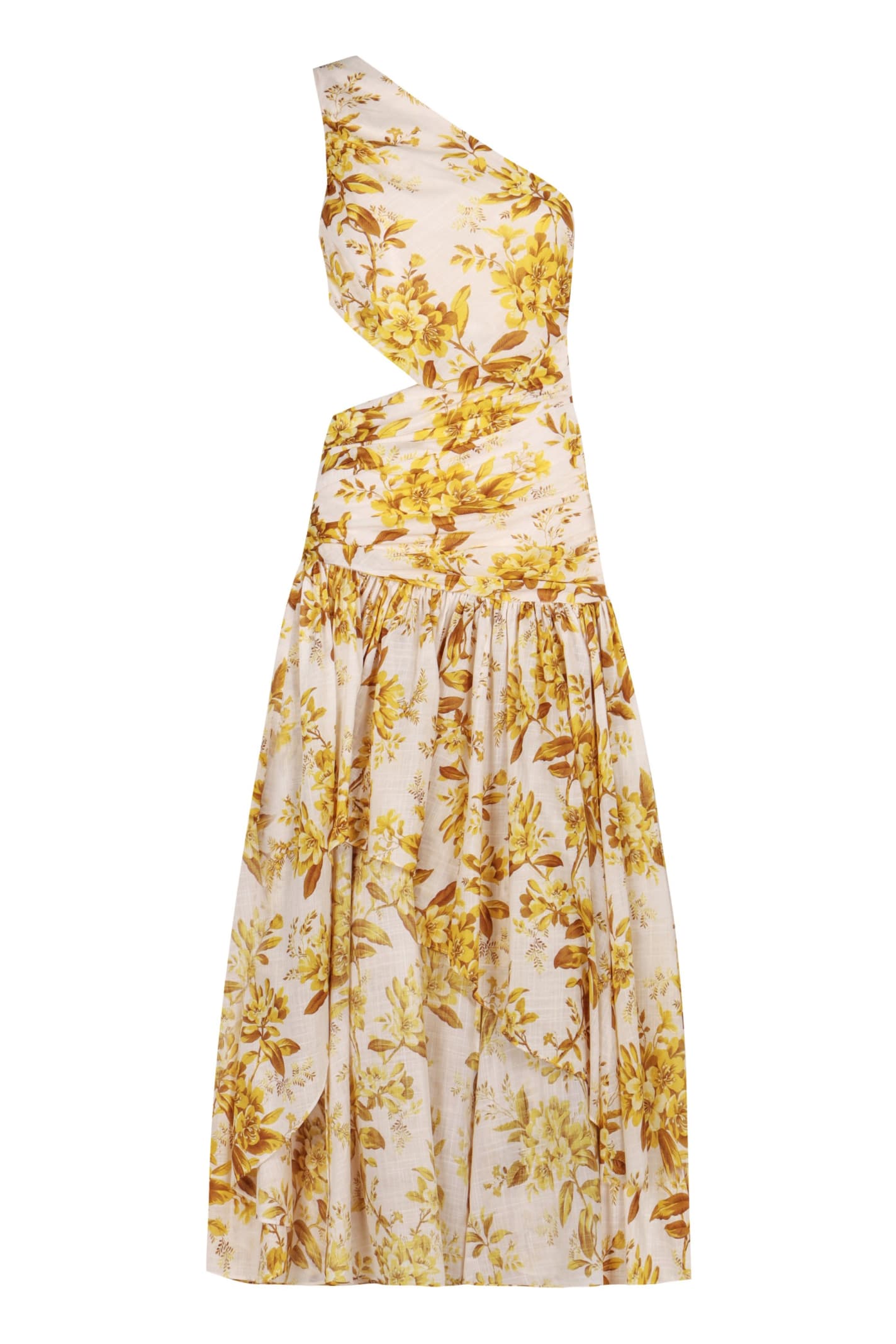 Shop Zimmermann Golden Asymmetric Dress In White