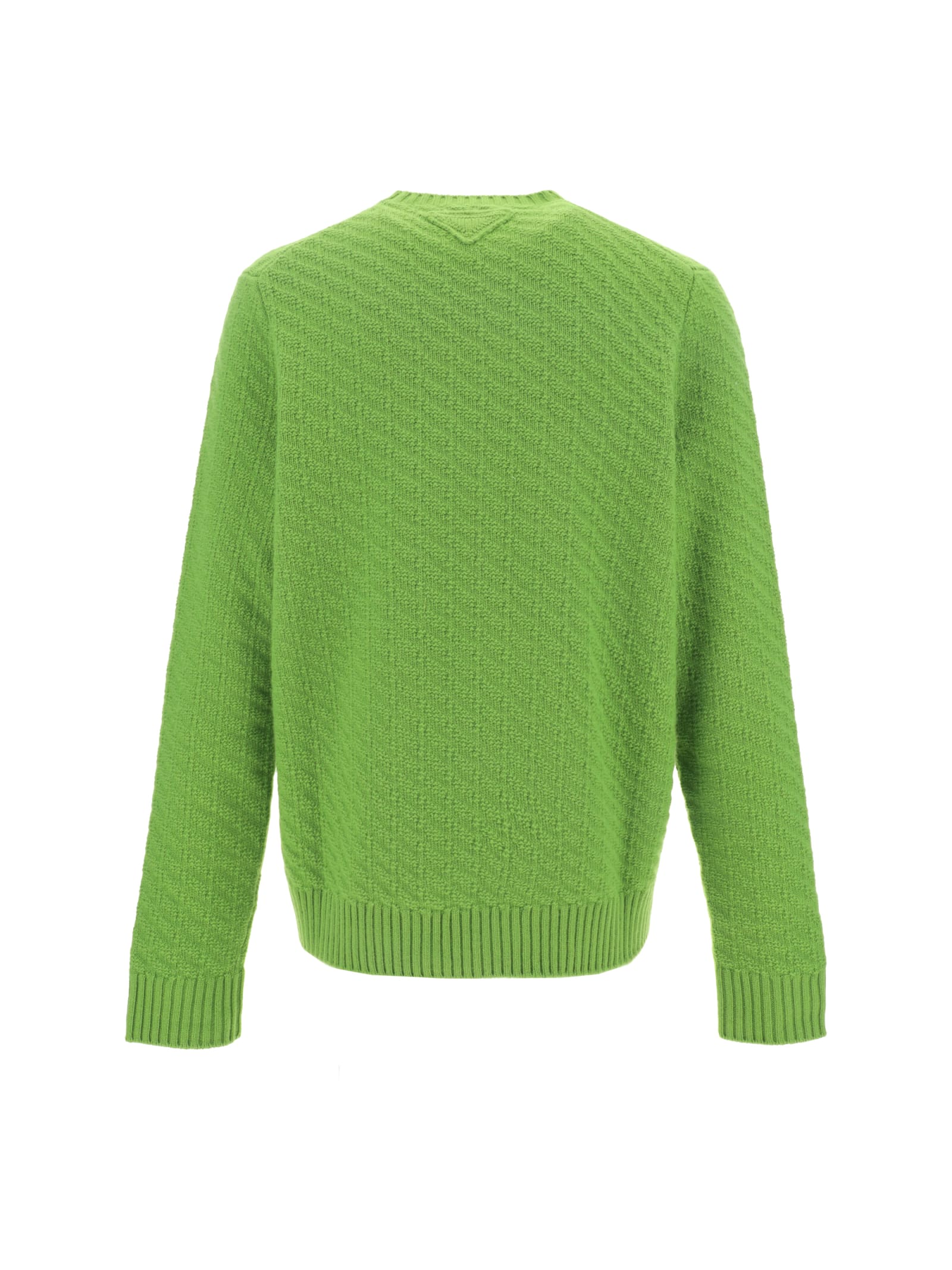 Prada Ribbed Knit Crewneck Sweater In Edera