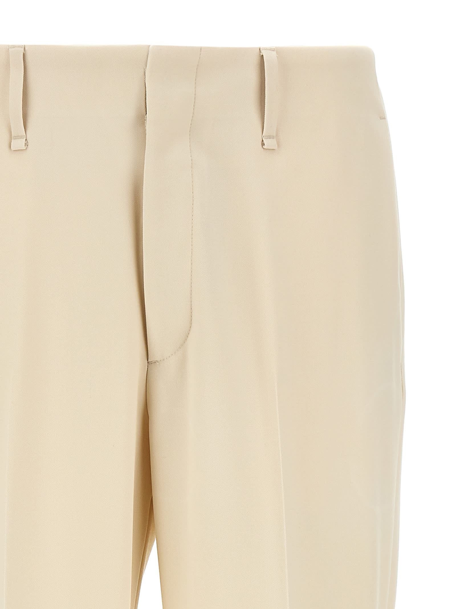 Fendi Wool Trousers With Back Pockets And Belt Loops In White