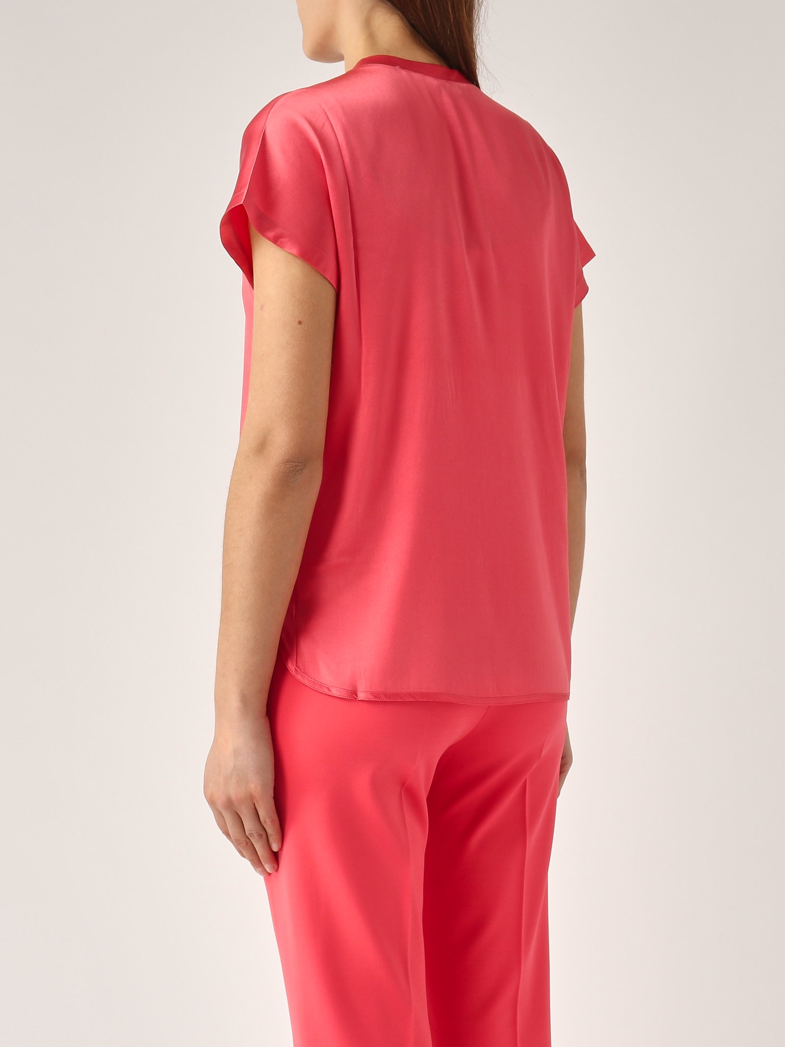 Pinko Farida Blusa Satin Blouse In Corallo