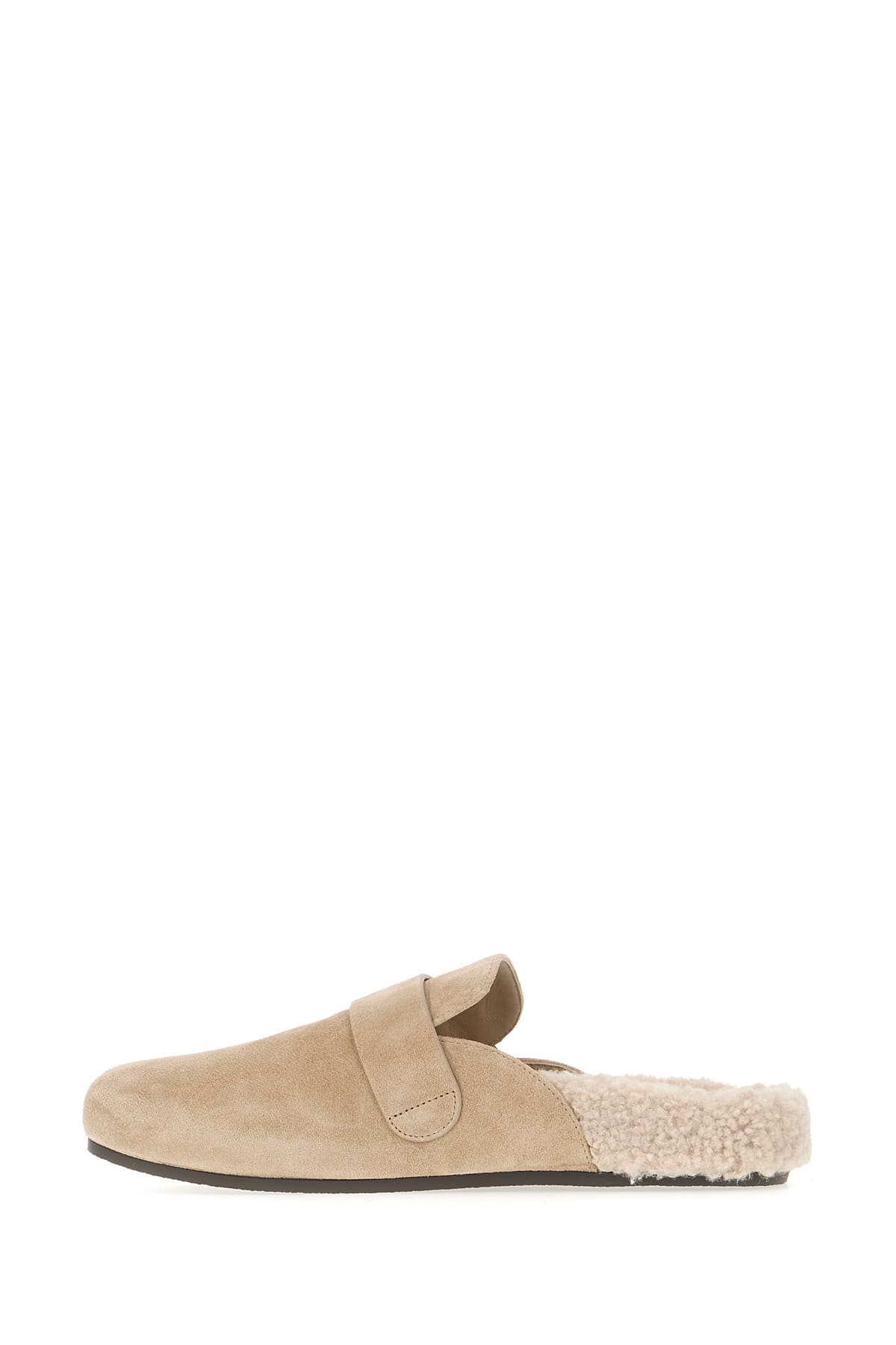 Shop Tory Burch Cappuccino Suede Mellow Slippers In Noisette Taupe