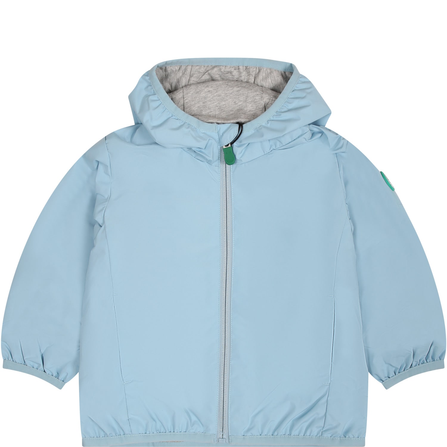 Save The Duck Light Blue Windbreaker For Kids With Logo