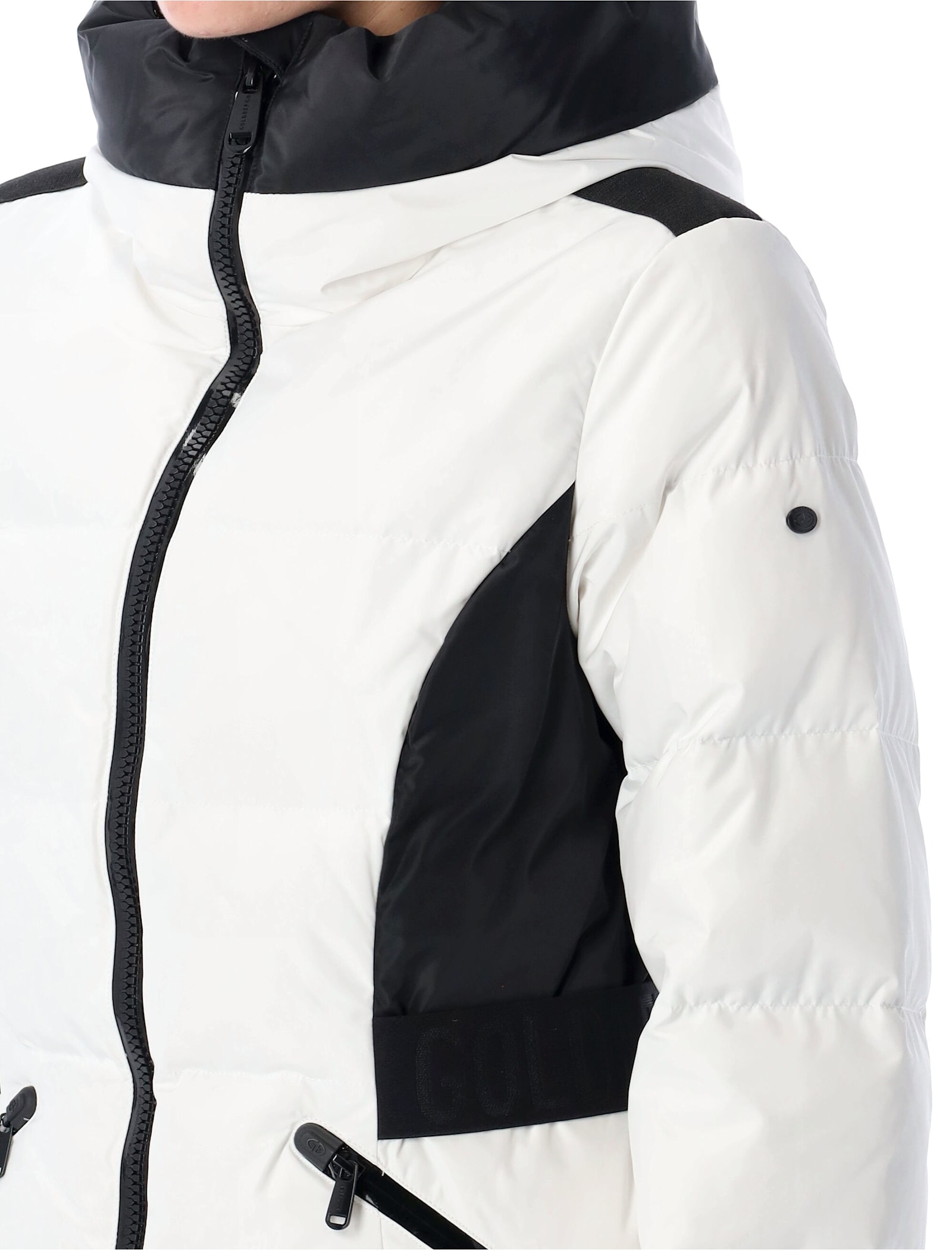 Shop Goldbergh Lou Ski Down Jacket In White + Black Deatails