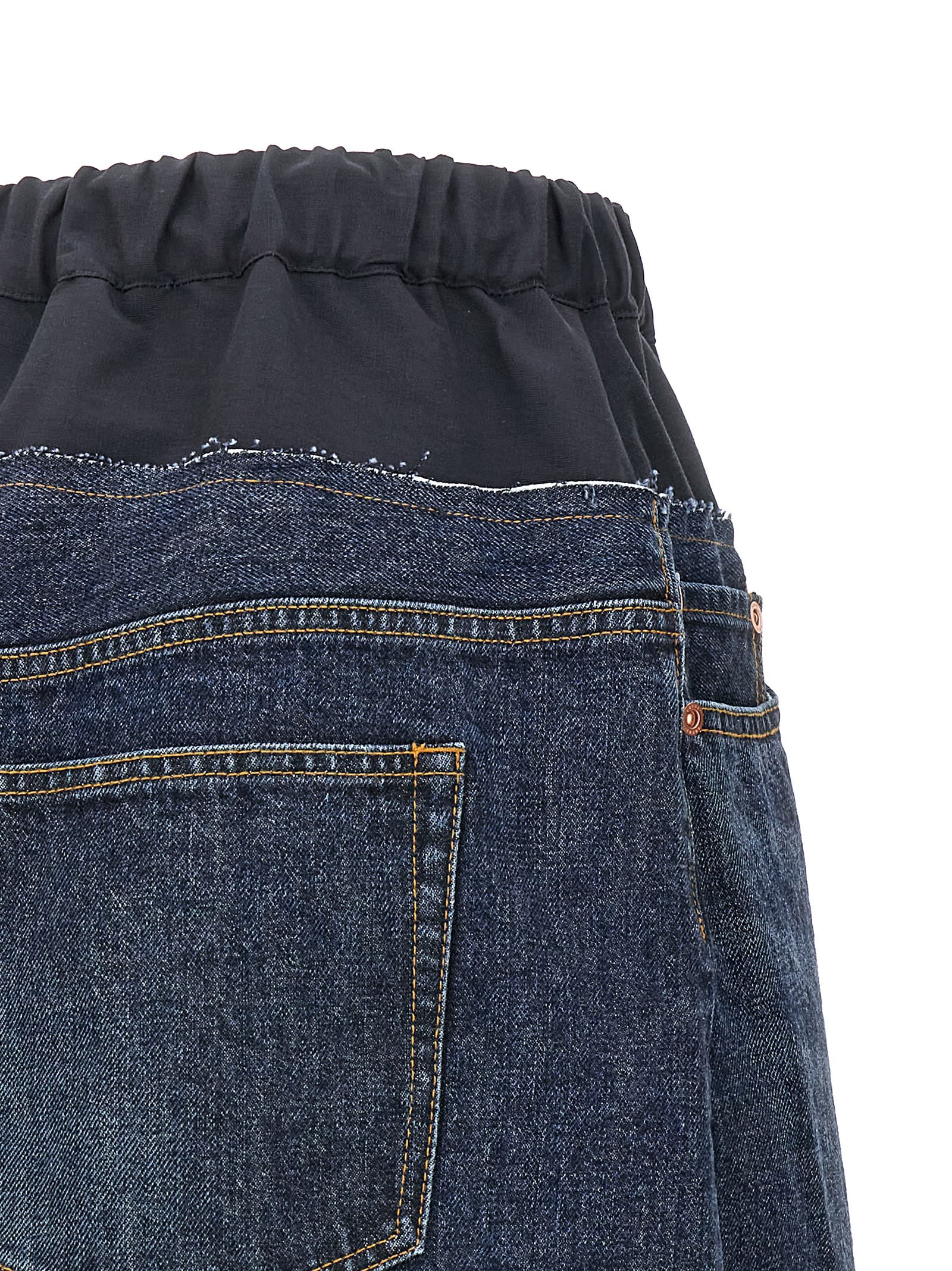 Shop Sacai Double-layered Denim Shorts In Blue 401